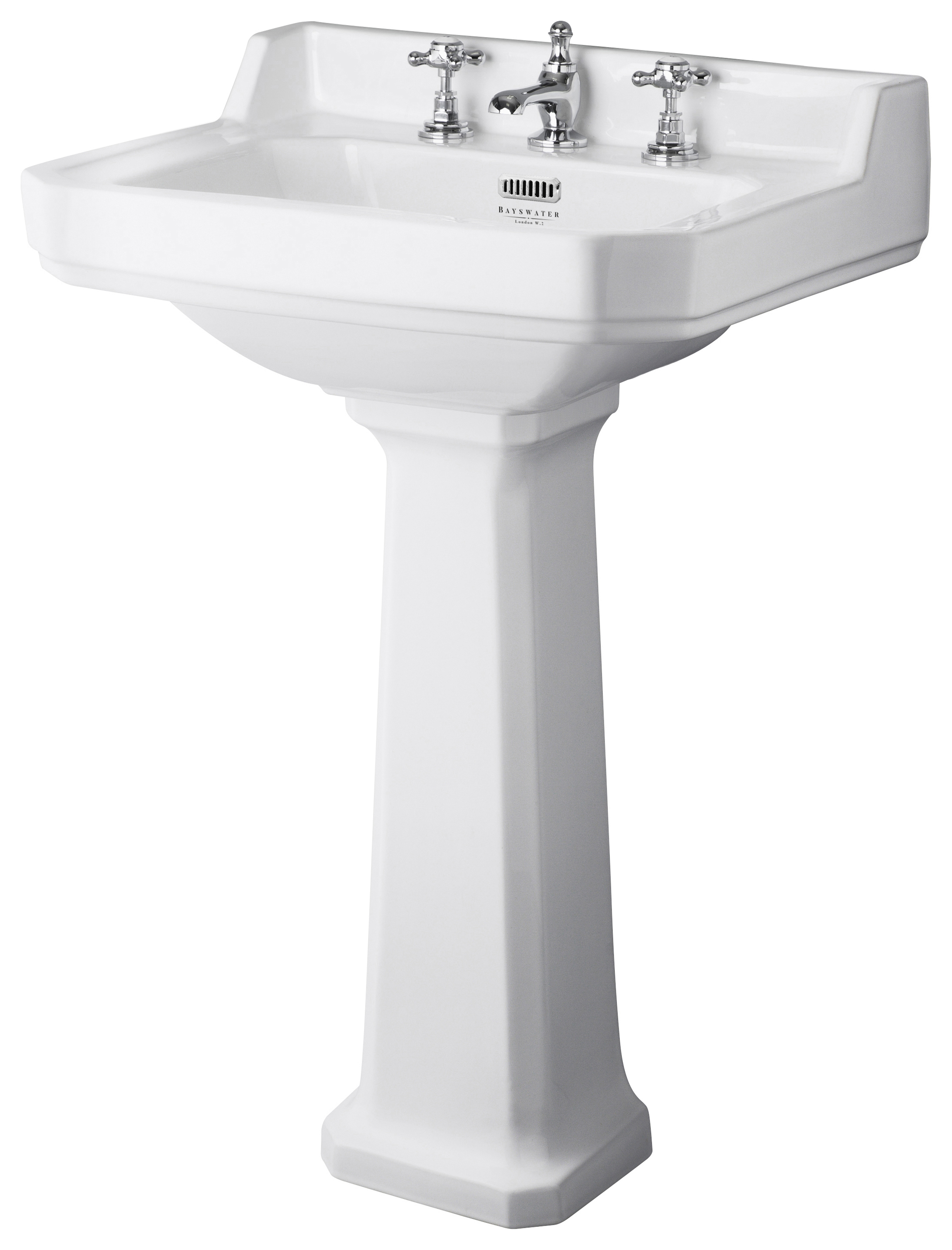 Bayswater Fitzroy Traditional 3 Tap Hole Basin with Comfort Height Full Pedestal - 595mm