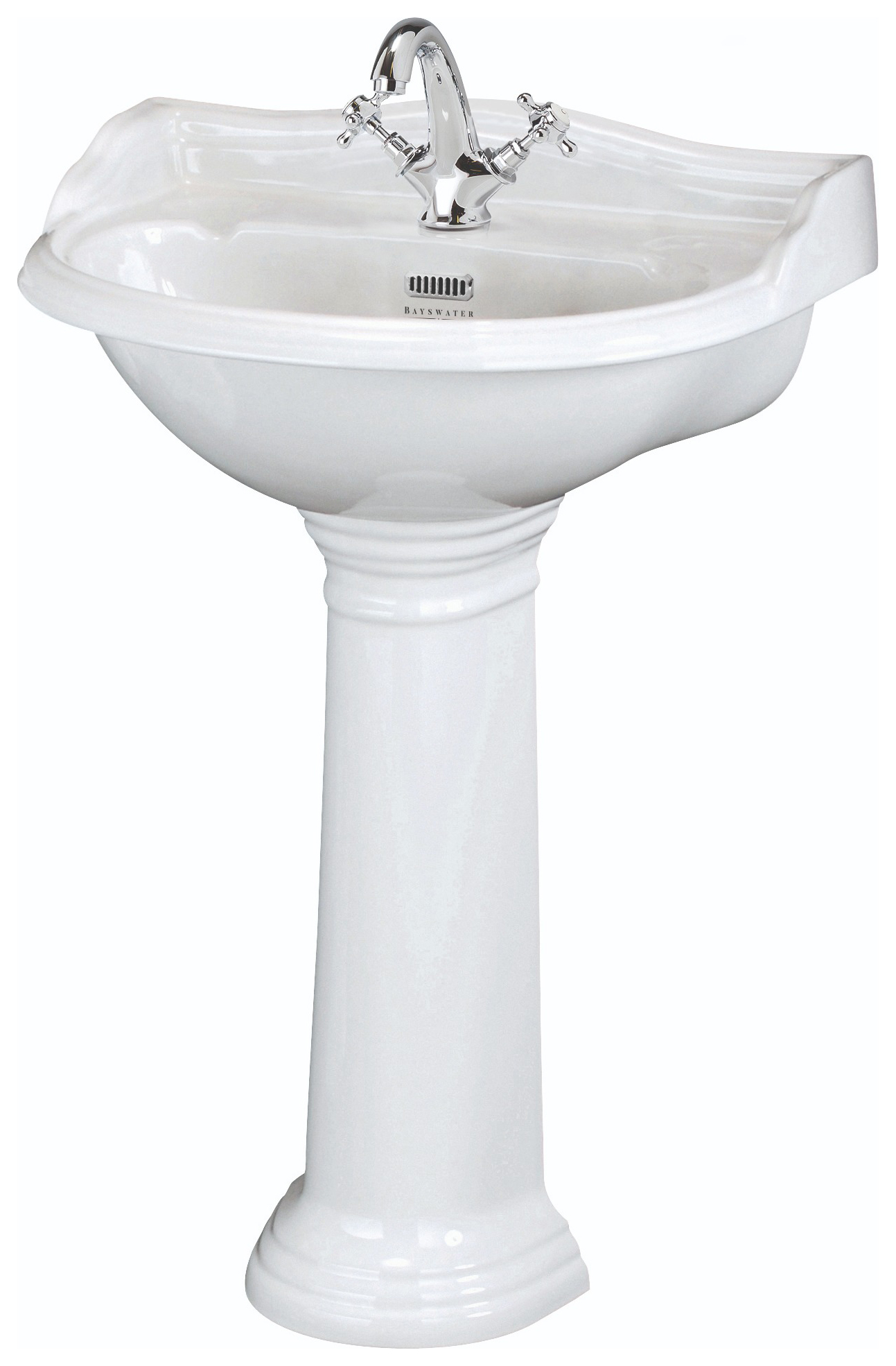 Bayswater Porchester Traditional 1 Tap Hole Basin with Full Pedestal - 600mm