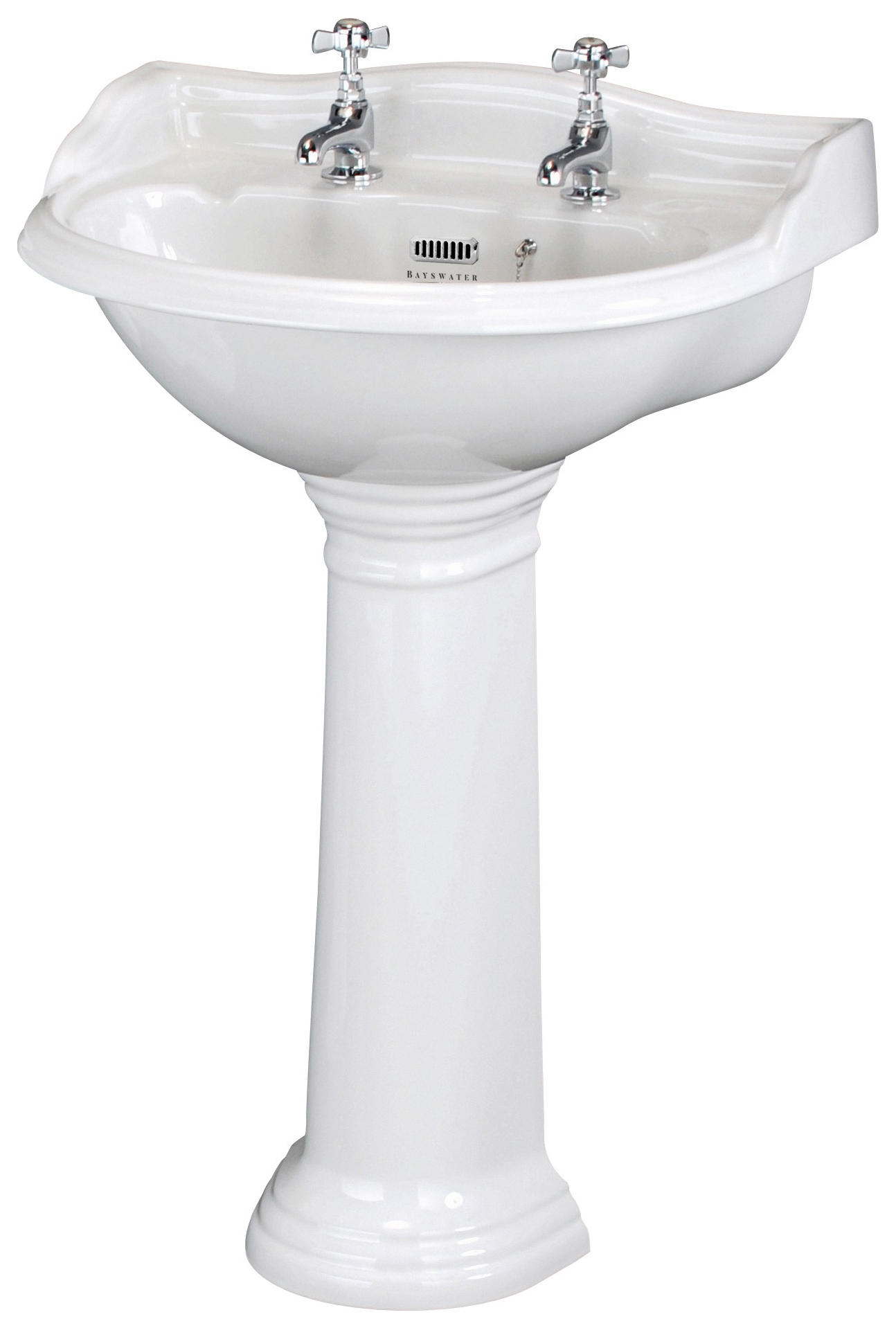 Bayswater Porchester Traditional 2 Tap Hole Basin with Full Pedestal - 600mm