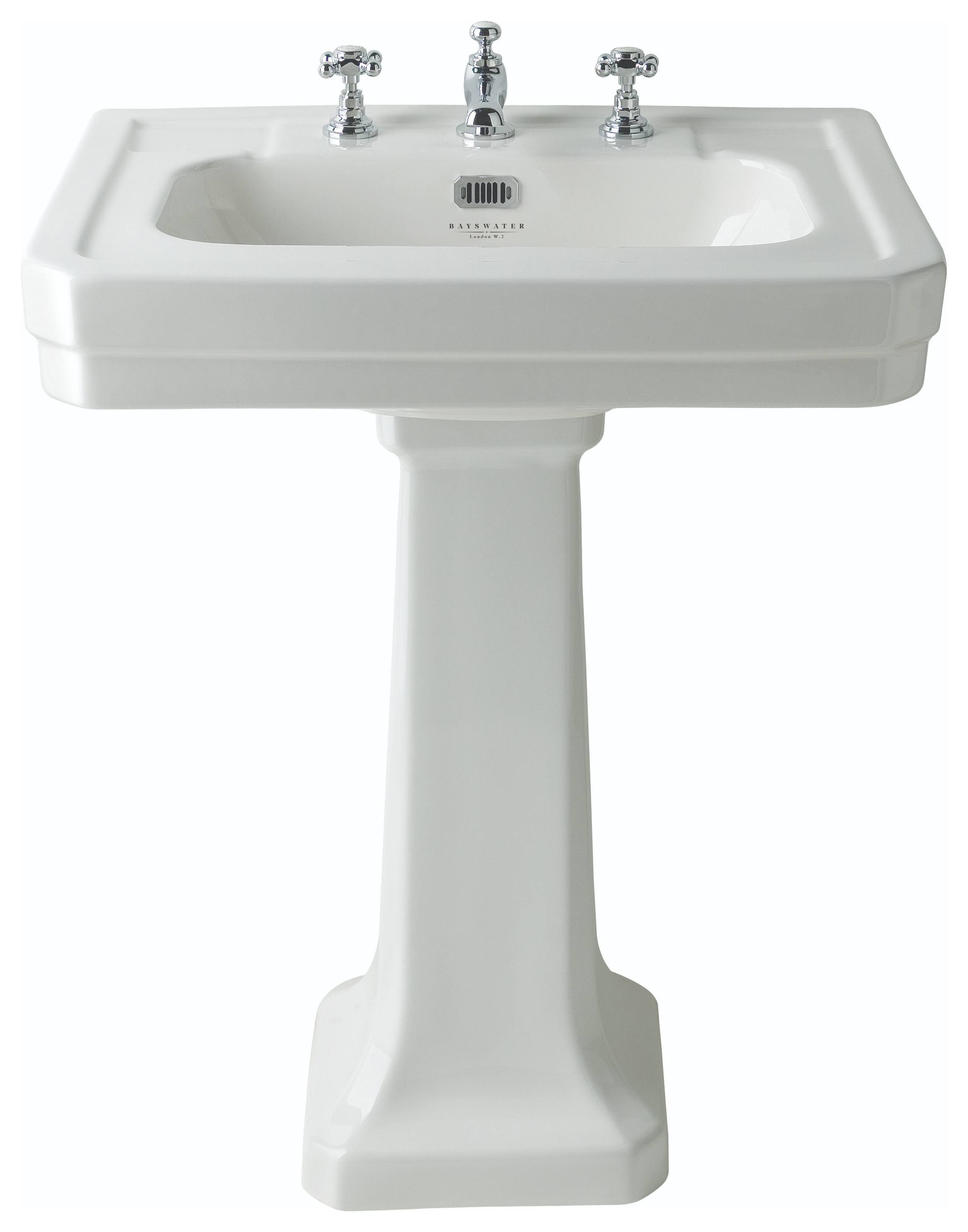 Bayswater Westcott Traditional 3 Tap Hole Basin with Full Pedestal - 640mm
