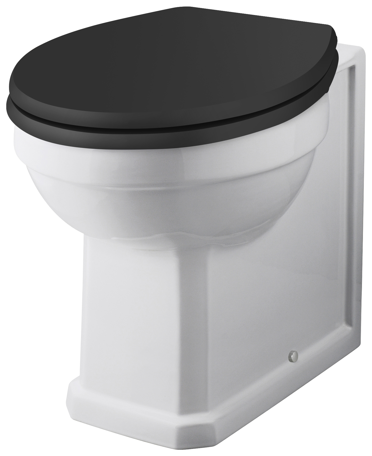 Bayswater Fitzroy Traditional Back To Wall Comfort Height Furniture Pan with Cistern & Black Soft Close Seat