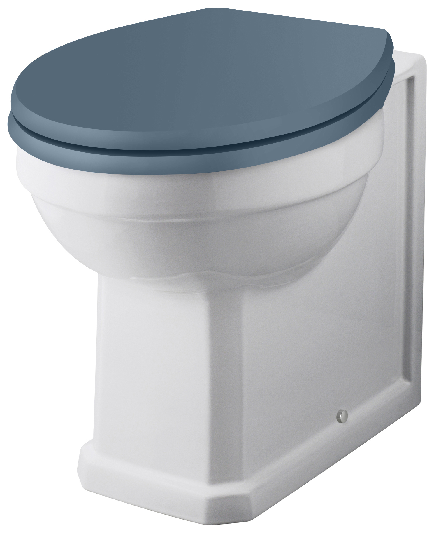Bayswater Fitzroy Traditional Back To Wall Comfort Height Furniture Pan with Cistern & Stiffkey Blue Soft Close Seat