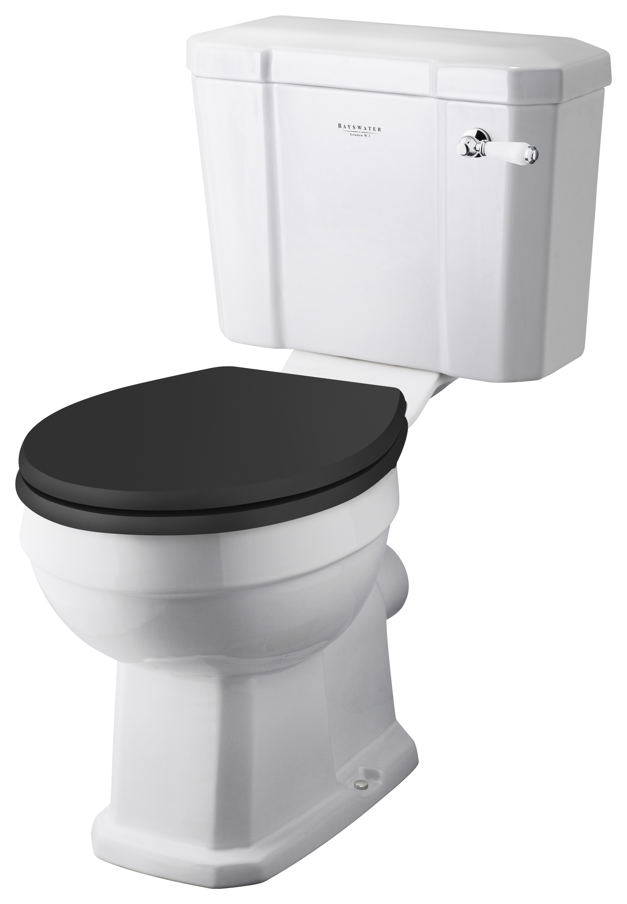 Bayswater Fitzroy Traditional Close Coupled Toilet Pan, Cistern & Black Soft Close Seat