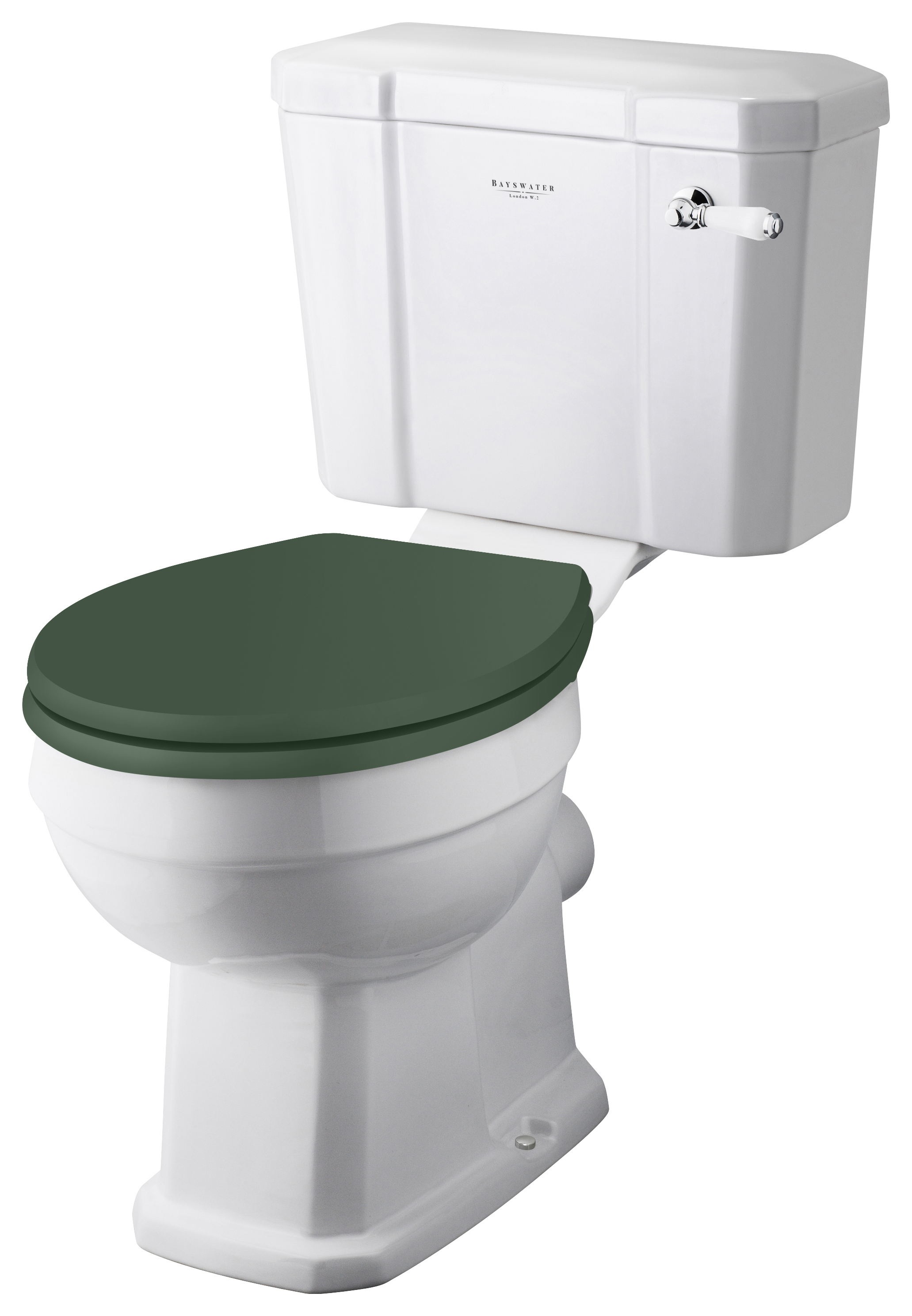 Bayswater Fitzroy Traditional Close Coupled Toilet Pan, Cistern & Hunter Green Soft Close Seat