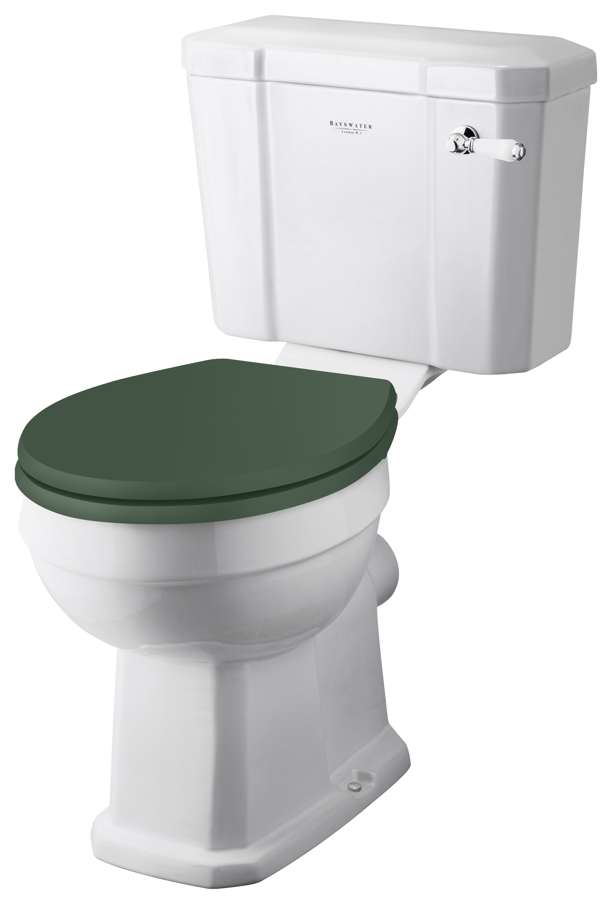 Bayswater Fitzroy Traditional Close Coupled Comfort Toilet Pan, Cistern & Hunter Green Soft Close Seat