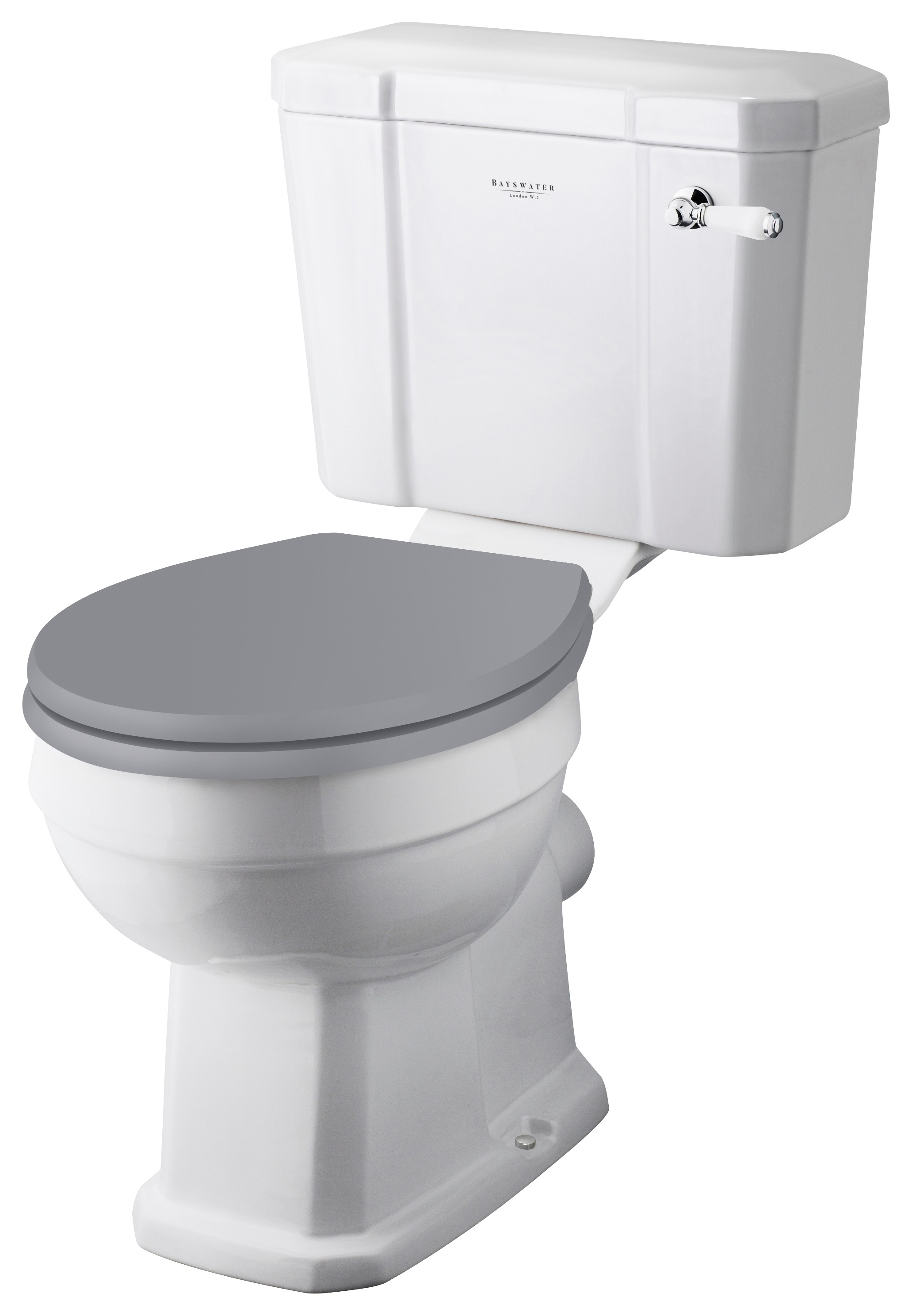 Bayswater Fitzroy Traditional Close Coupled Toilet Pan, Cistern & Plummett Grey Soft Close Seat