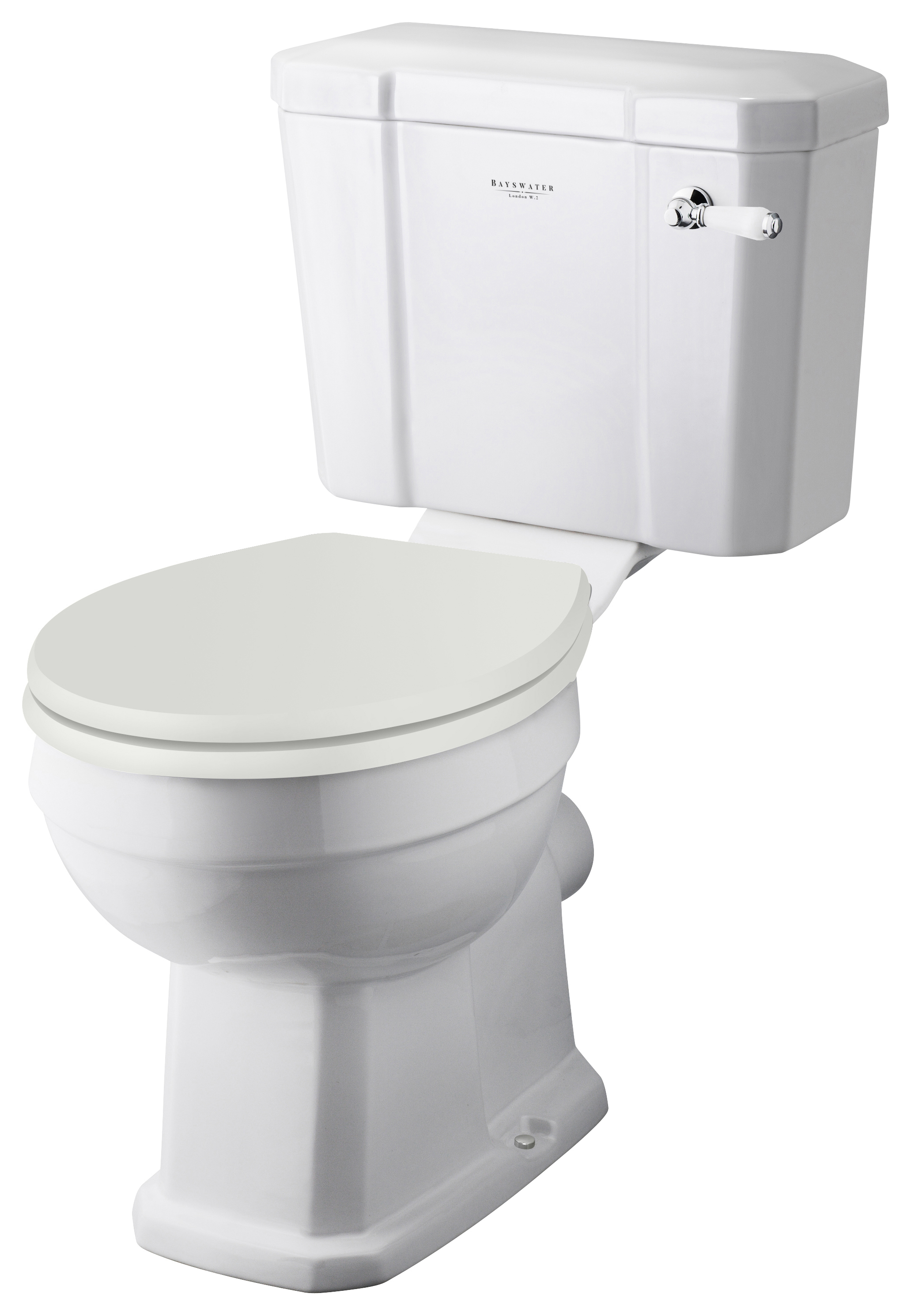 Bayswater Fitzroy Traditional Close Coupled Toilet Pan, Cistern & Pointing White Soft Close Seat