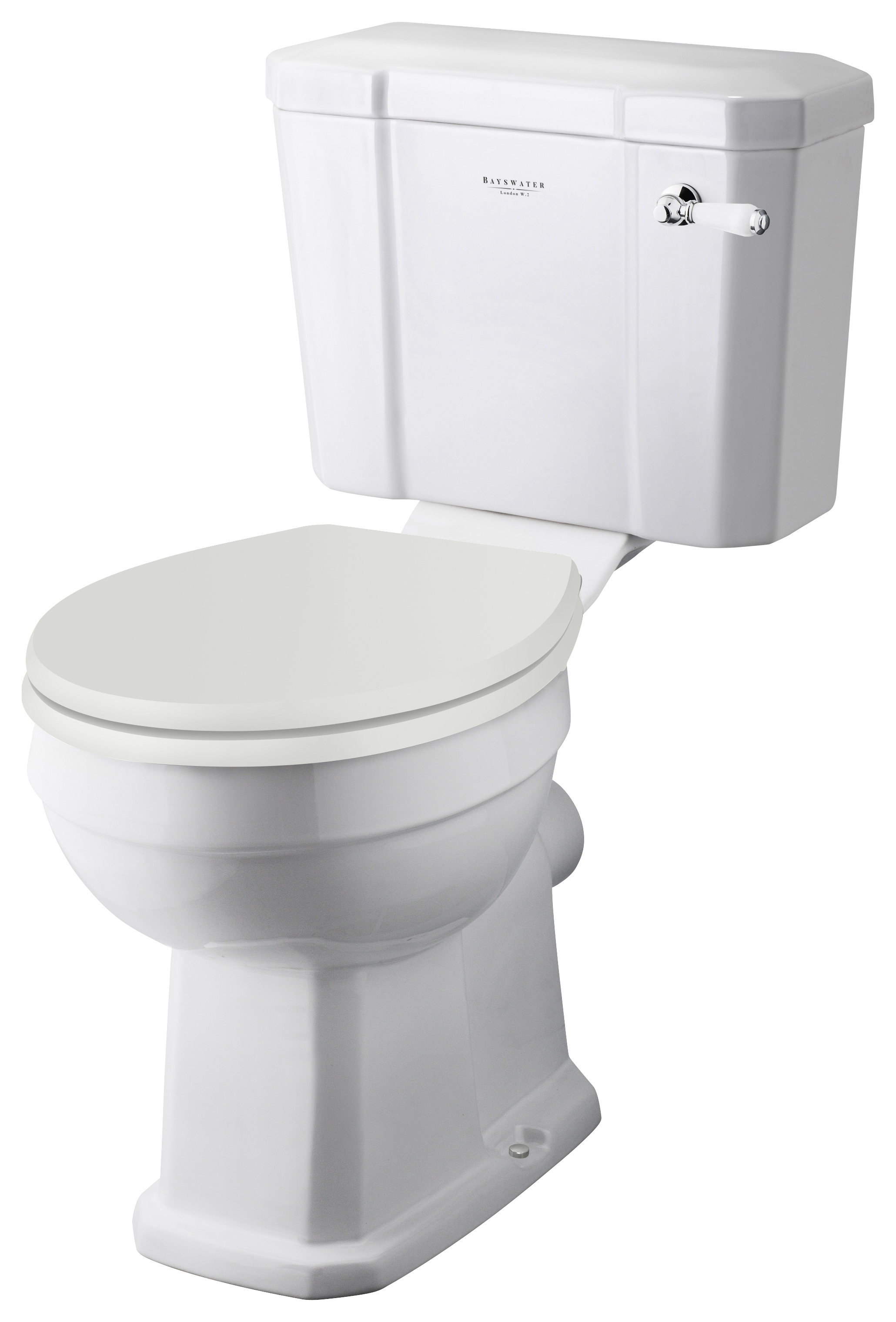 Bayswater Fitzroy Traditional Close Coupled Comfort Toilet Pan, Cistern & Pointing White Soft Close Seat