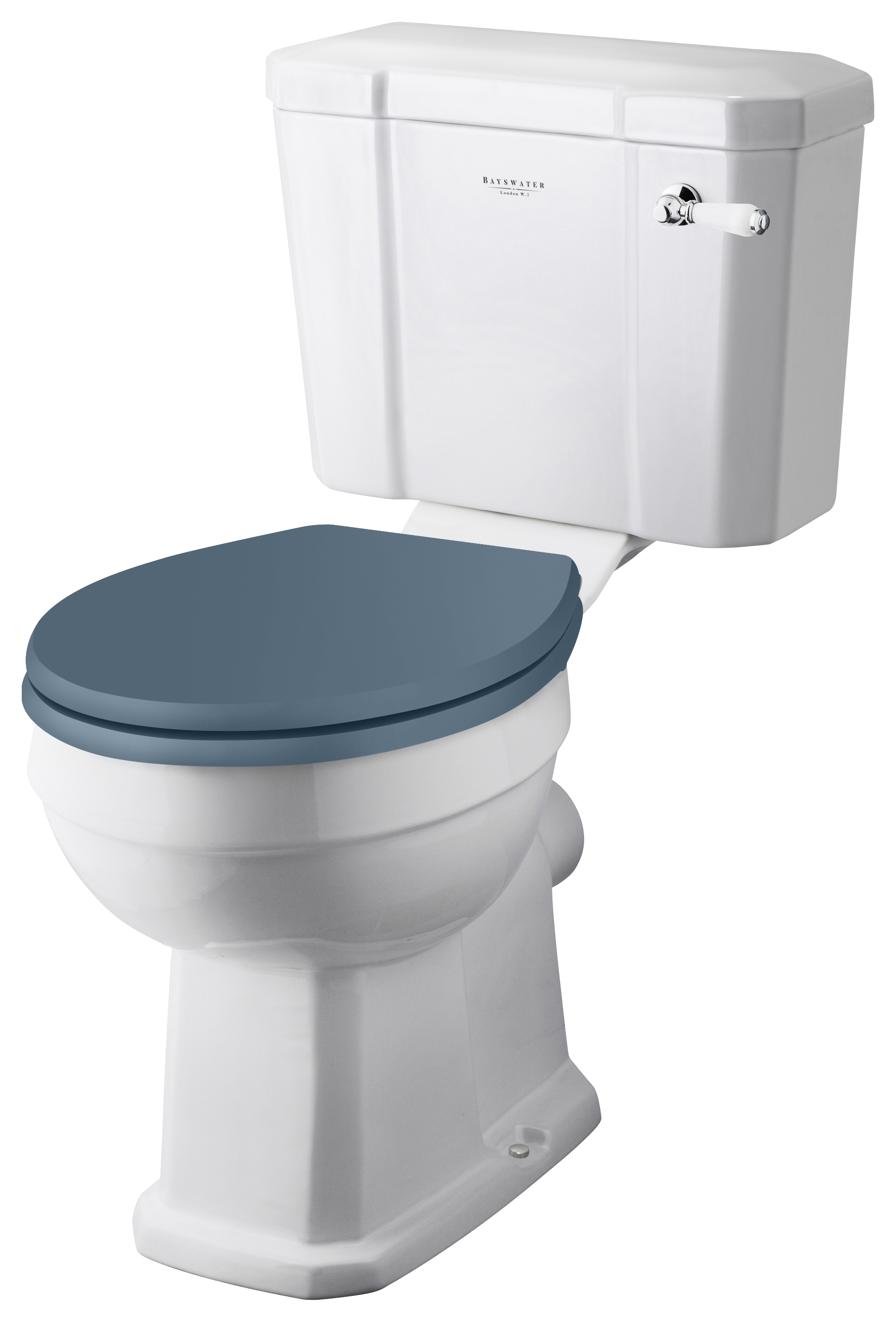 Bayswater Fitzroy Traditional Close Coupled Comfort Toilet Pan, Cistern & Stiffkey Blue Soft Close Seat