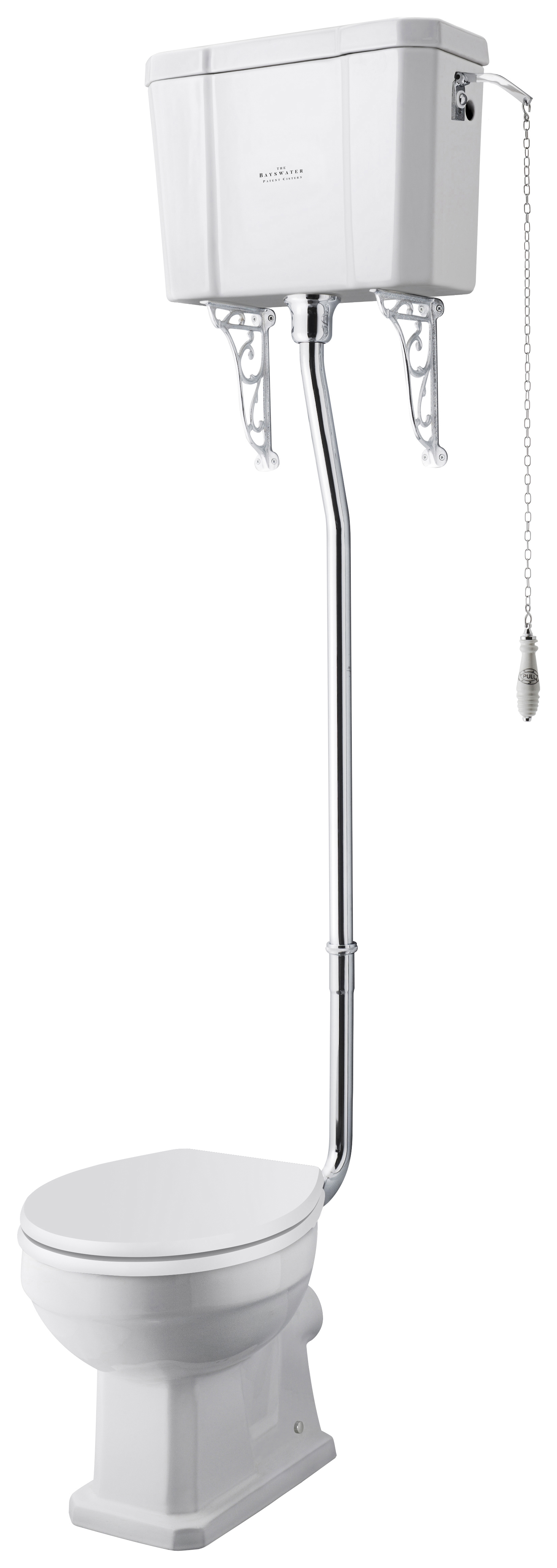 Bayswater Fitzroy Traditional High Level Toilet Pan, Cistern & White Soft Close Seat