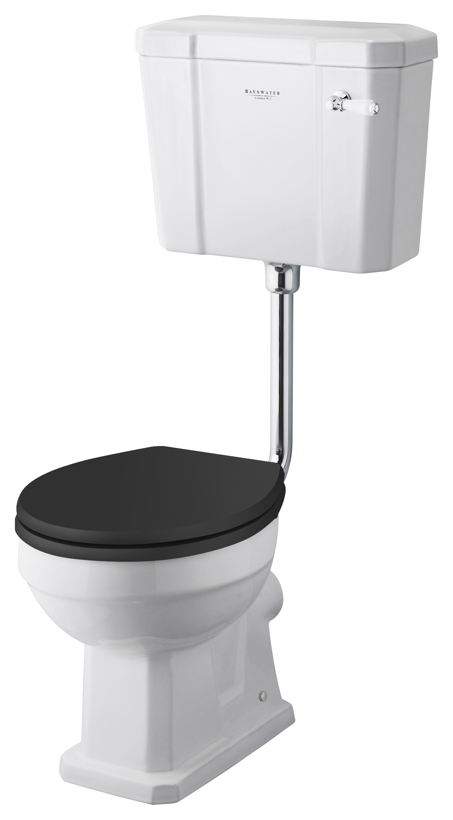 Bayswater Fitzroy Traditional Low Level Toilet Pan, Cistern & Black Soft Close Seat