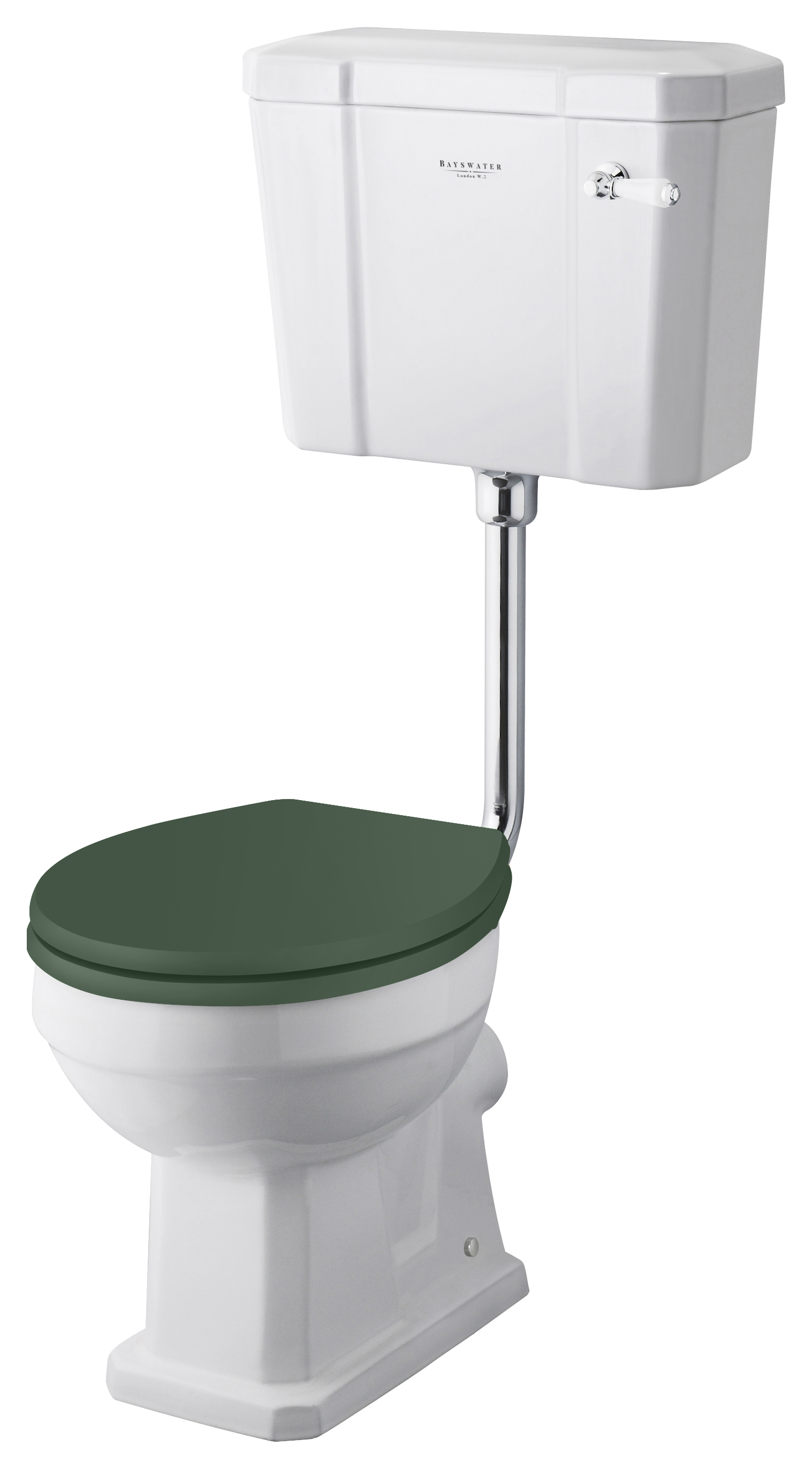 Bayswater Fitzroy Traditional Low Level Toilet Pan, Cistern & Hunter Green Soft Close Seat