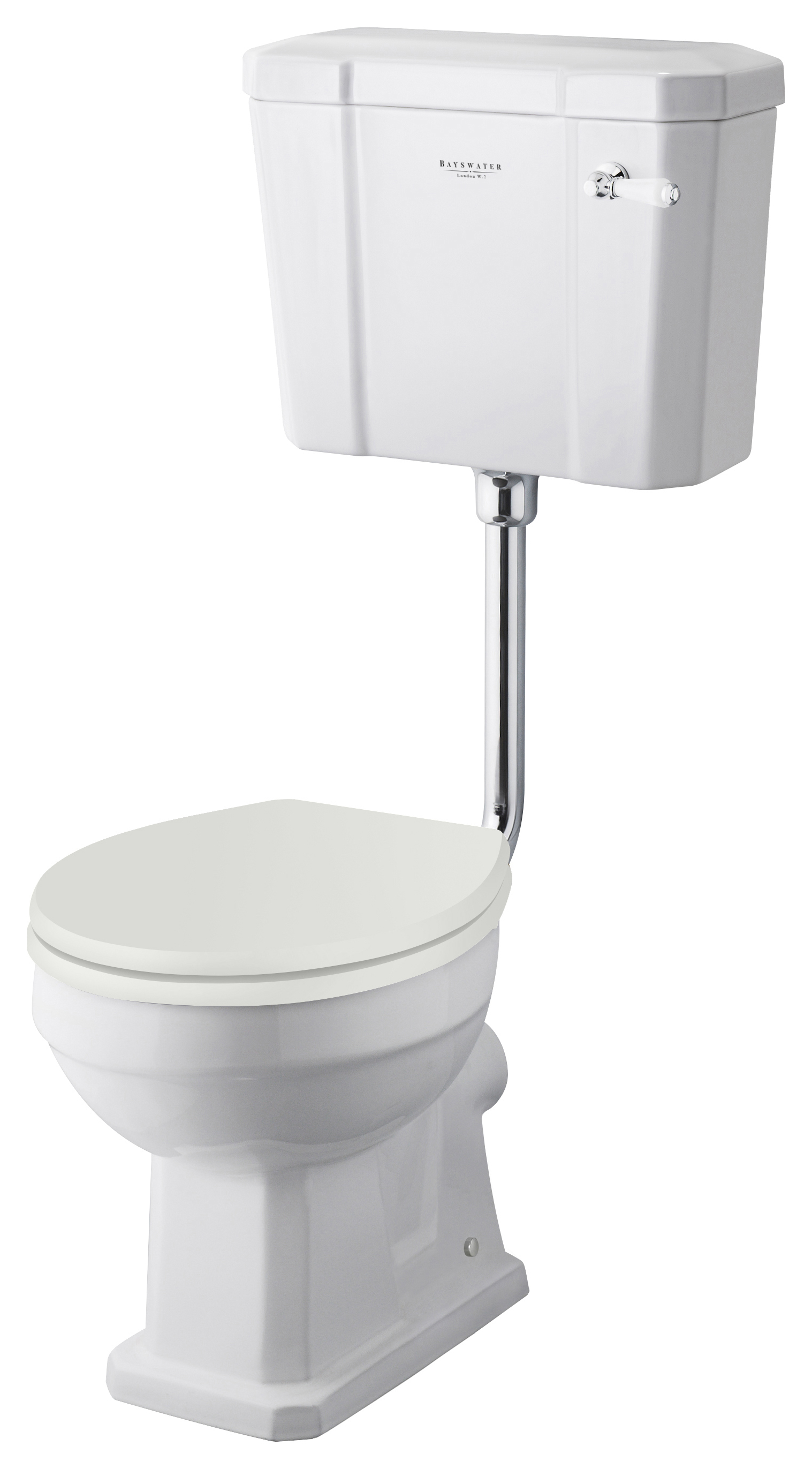 Bayswater Fitzroy Traditional Low Level Toilet Pan, Cistern & Pointing White Soft Close Seat