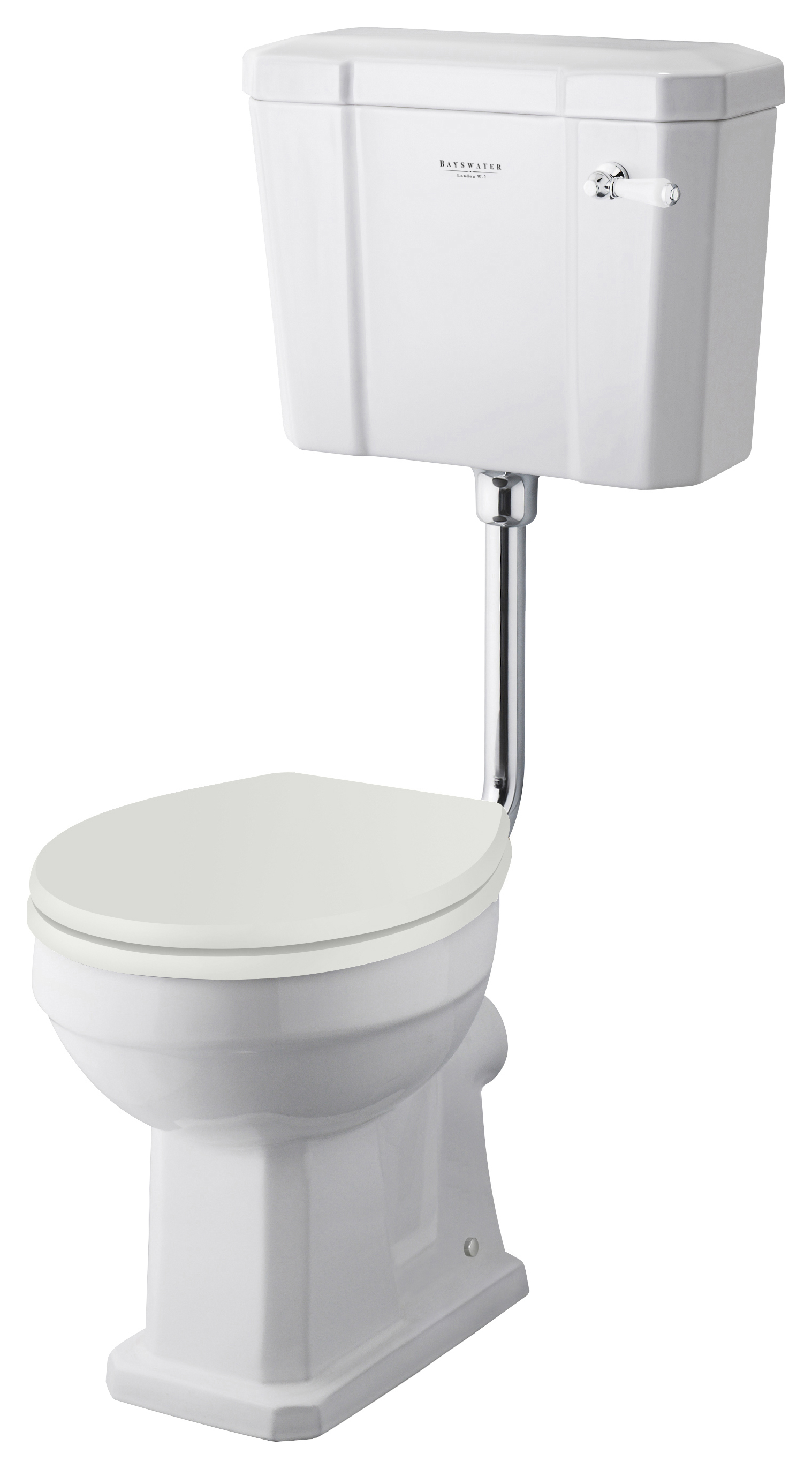 Bayswater Fitzroy Traditional Low Level Comfort Height Toilet Pan, Cistern & Pointing White Soft Close Seat