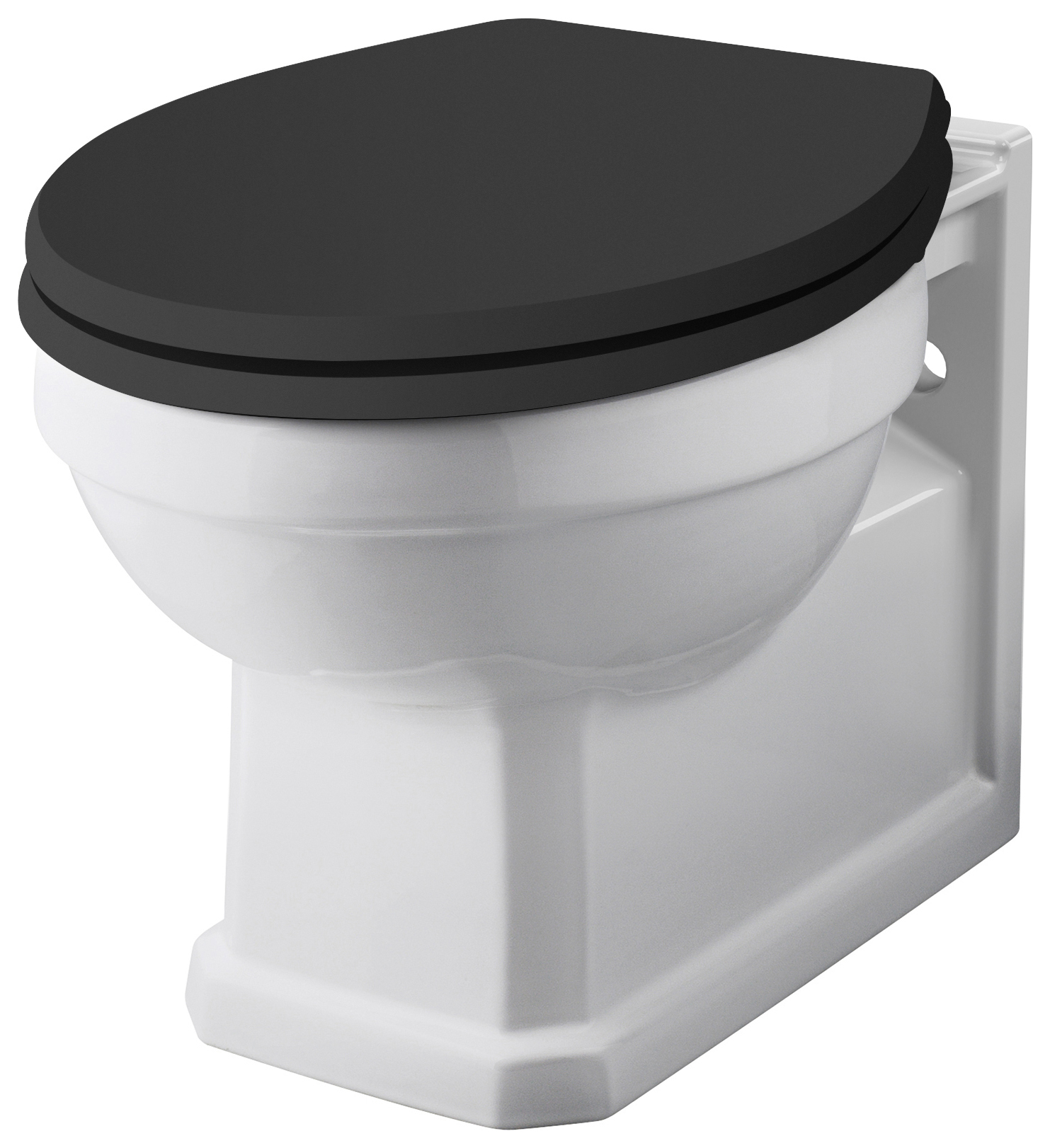 Bayswater Fitzroy Traditional Wall Hung Toilet Pan & Black Soft Close Seat