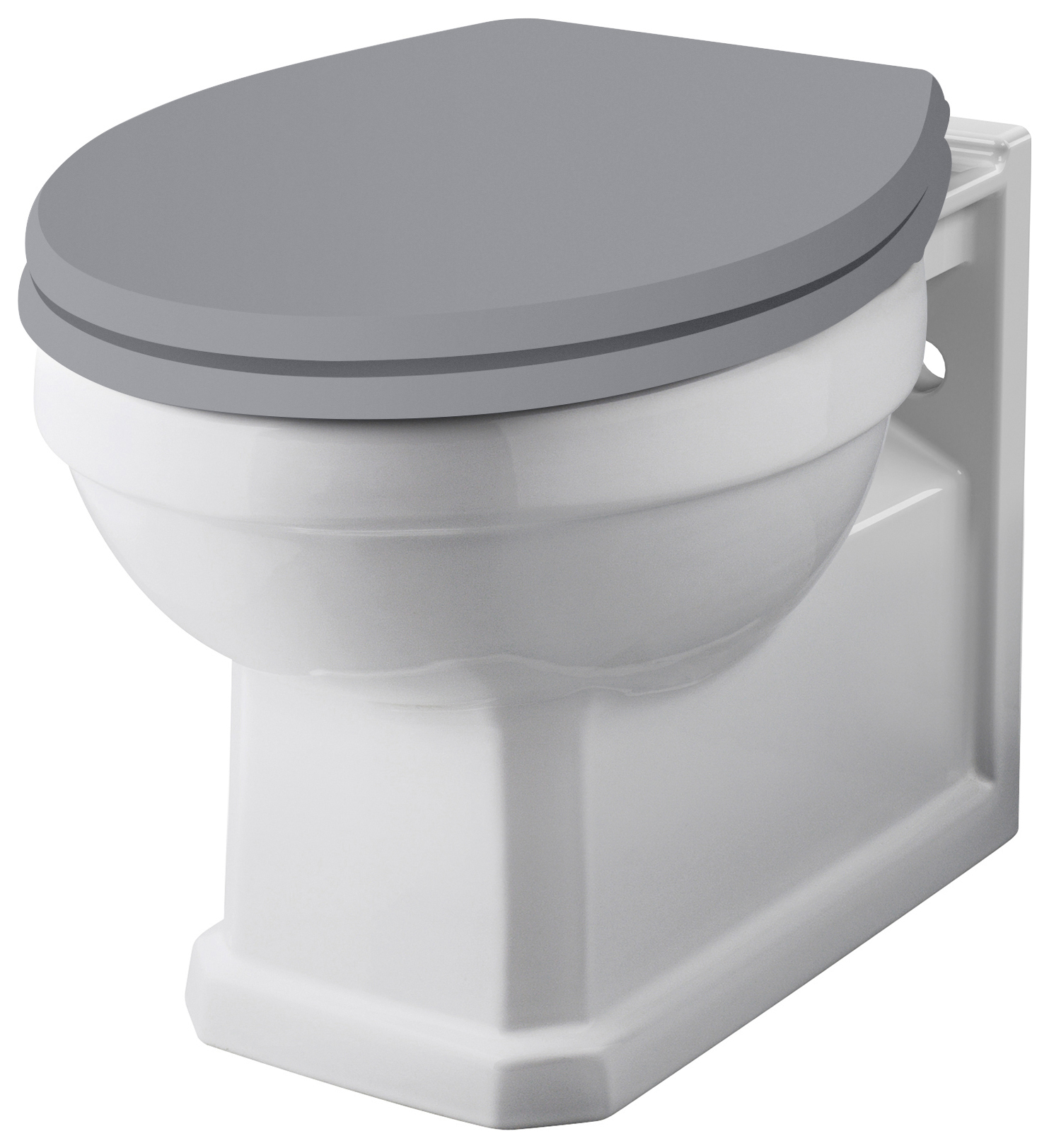 Bayswater Fitzroy Traditional Wall Hung Toilet Pan & Plummett Grey Soft Close Seat