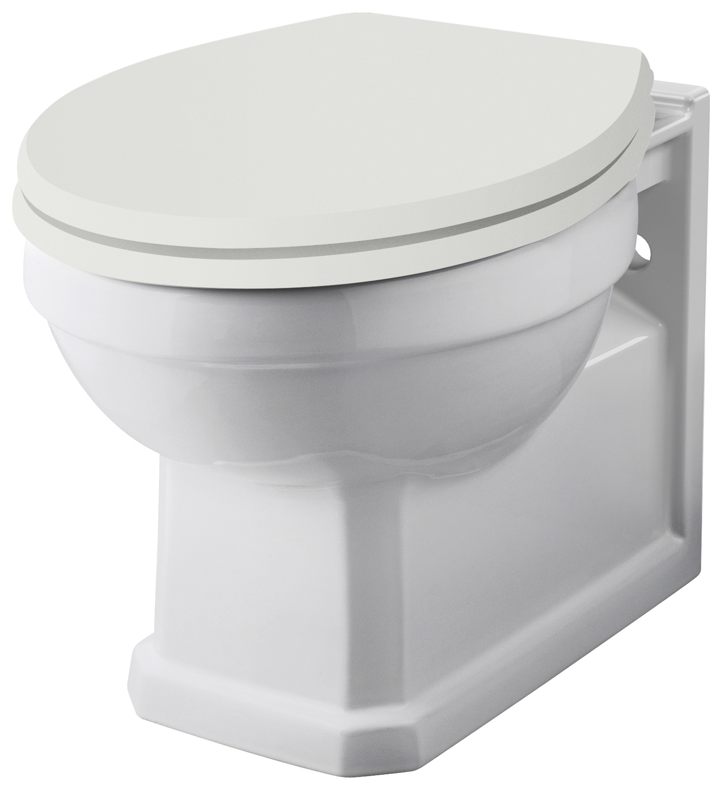 Bayswater Fitzroy Traditional Wall Hung Toilet Pan & Pointing White Soft Close Seat