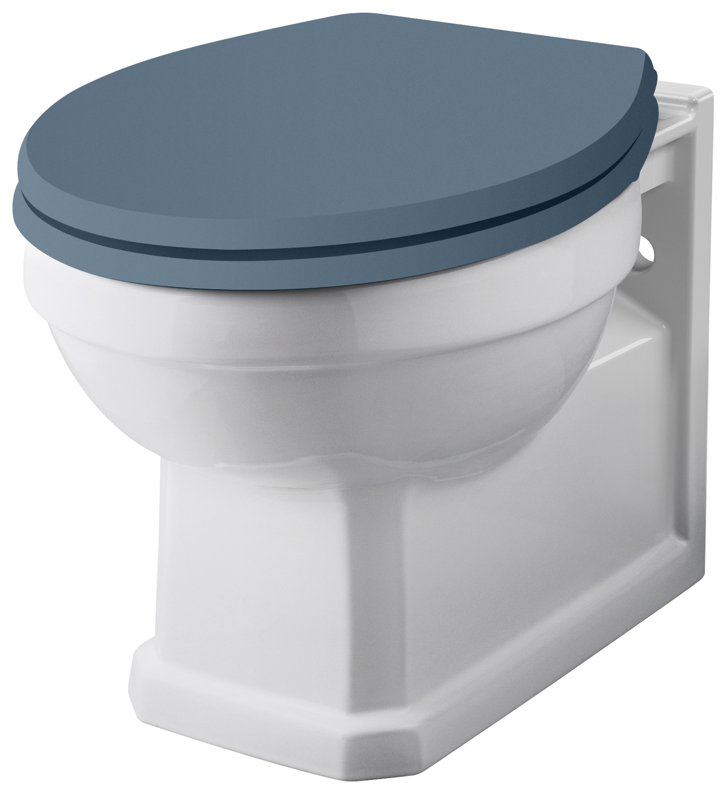 Bayswater Fitzroy Traditional Wall Hung Toilet Pan & Stiffkey Blue Soft Close Seat
