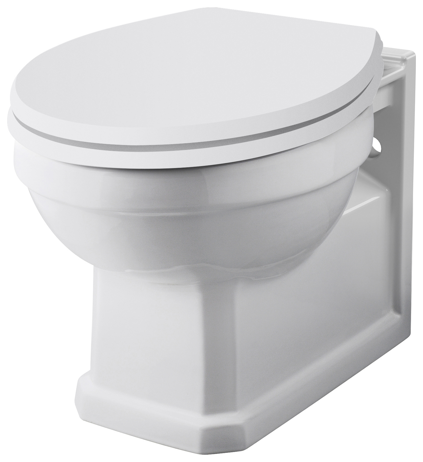 Bayswater Fitzroy Traditional Wall Hung Toilet Pan & White Soft Close Seat