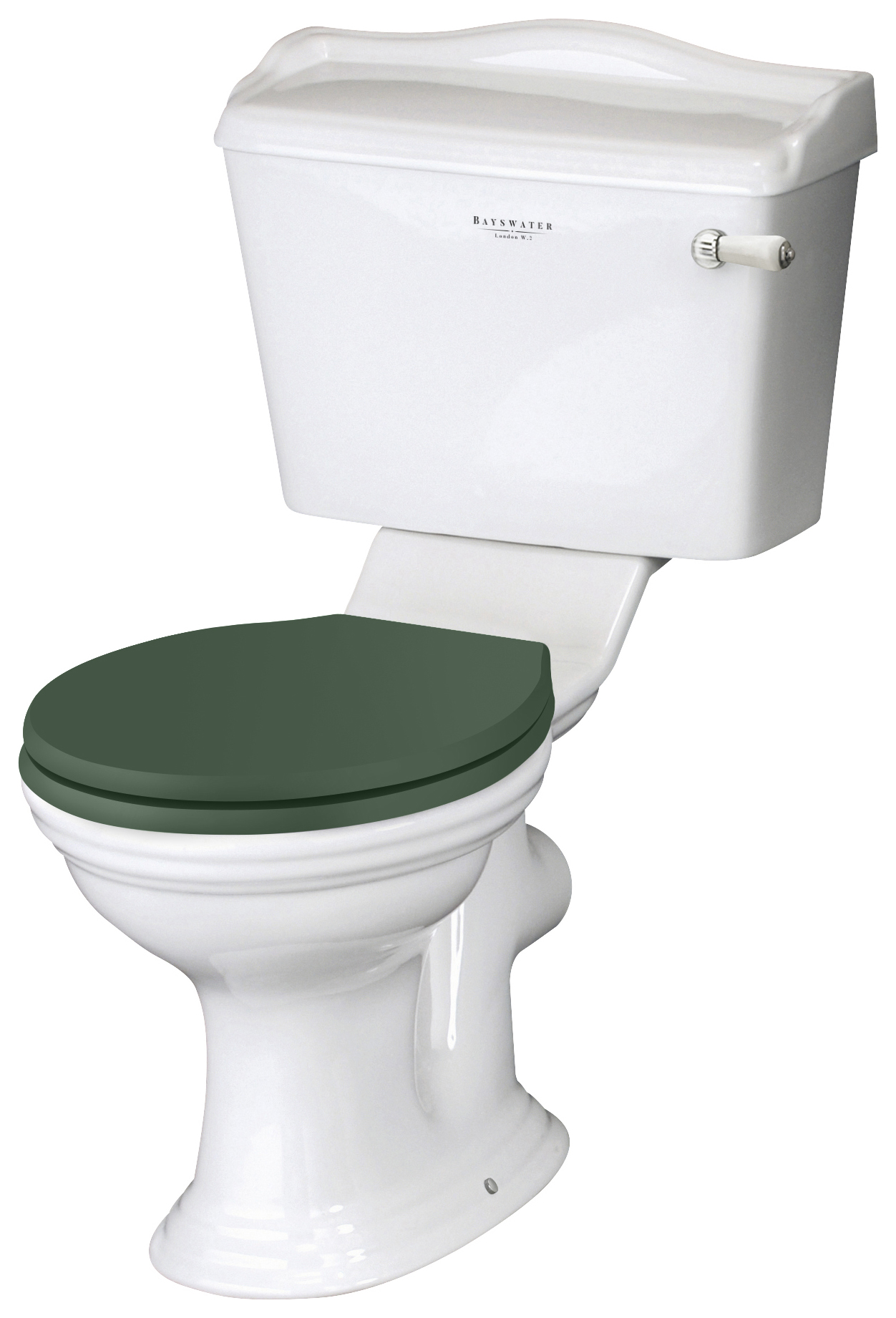 Bayswater Porchester Traditional Close Coupled Toilet Pan, Cistern & Hunter Green Soft Close Seat