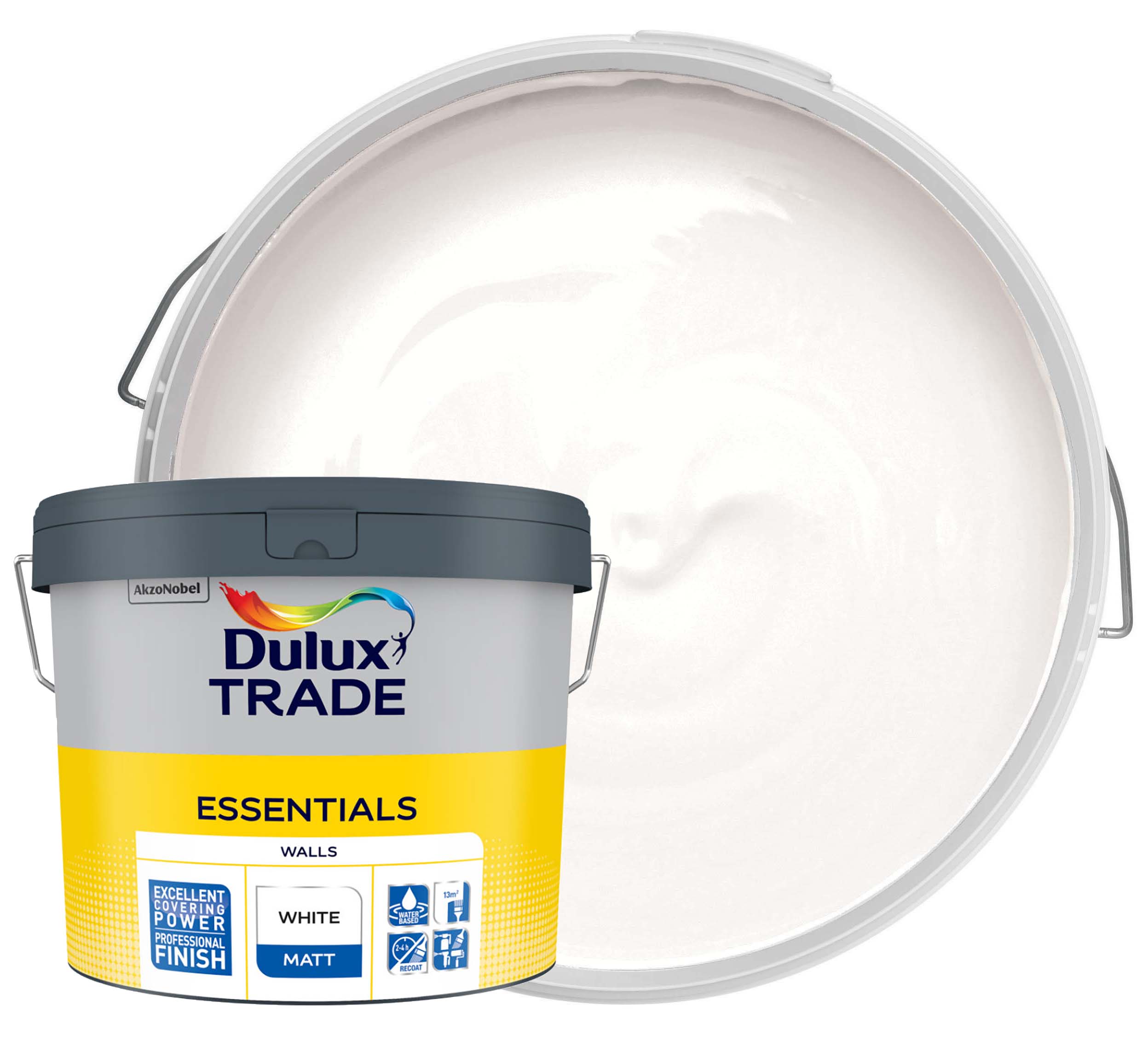 Dulux Trade ESSENTIALS Matt Emulsion Paint - White - 10L
