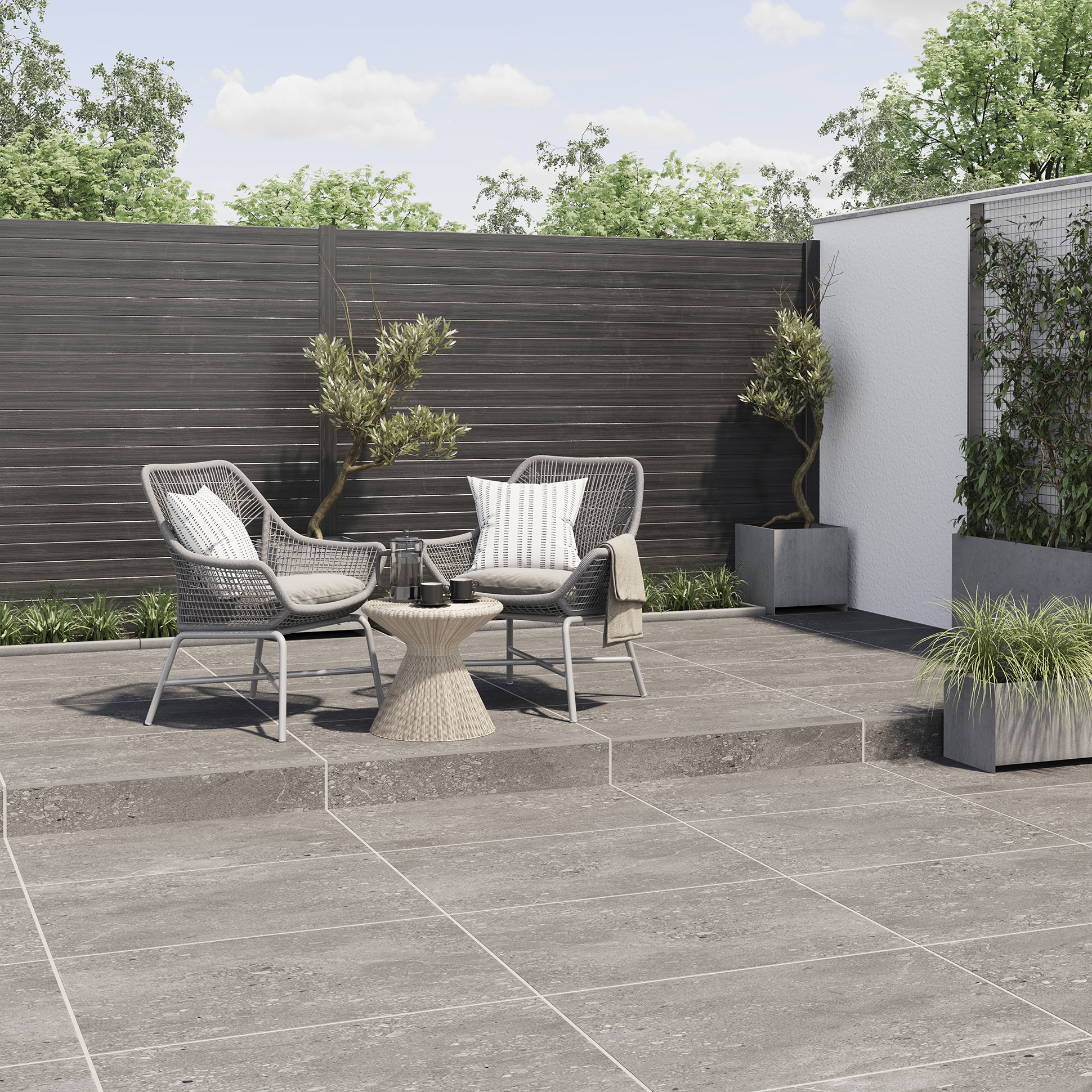 Castleford Cement Grey Matt Outdoor Porcelain Paving Tile - 600 x 900 x 20mm