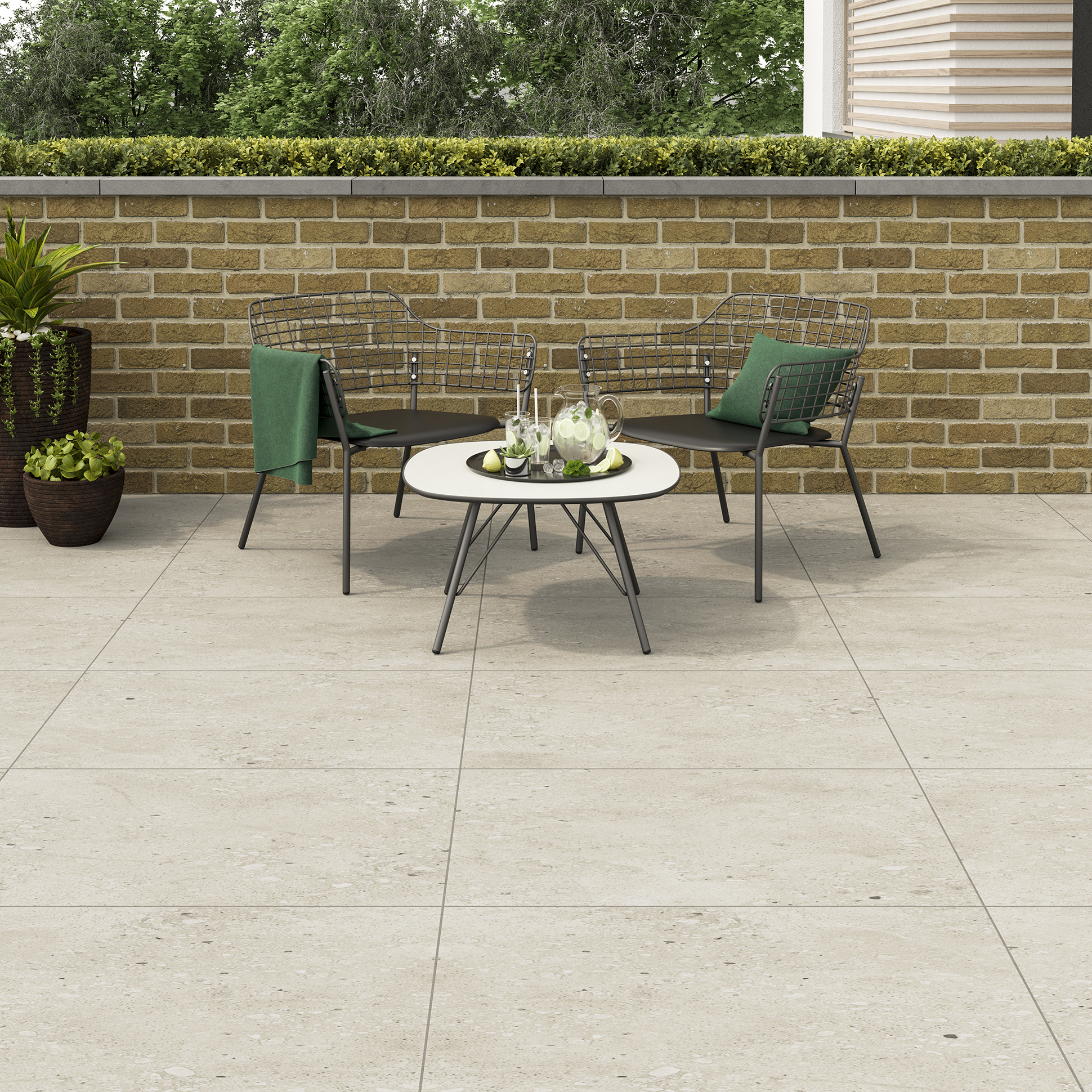 Castleford Cement White Matt Outdoor Porcelain Paving Tile - 600 x 900 x 20mm