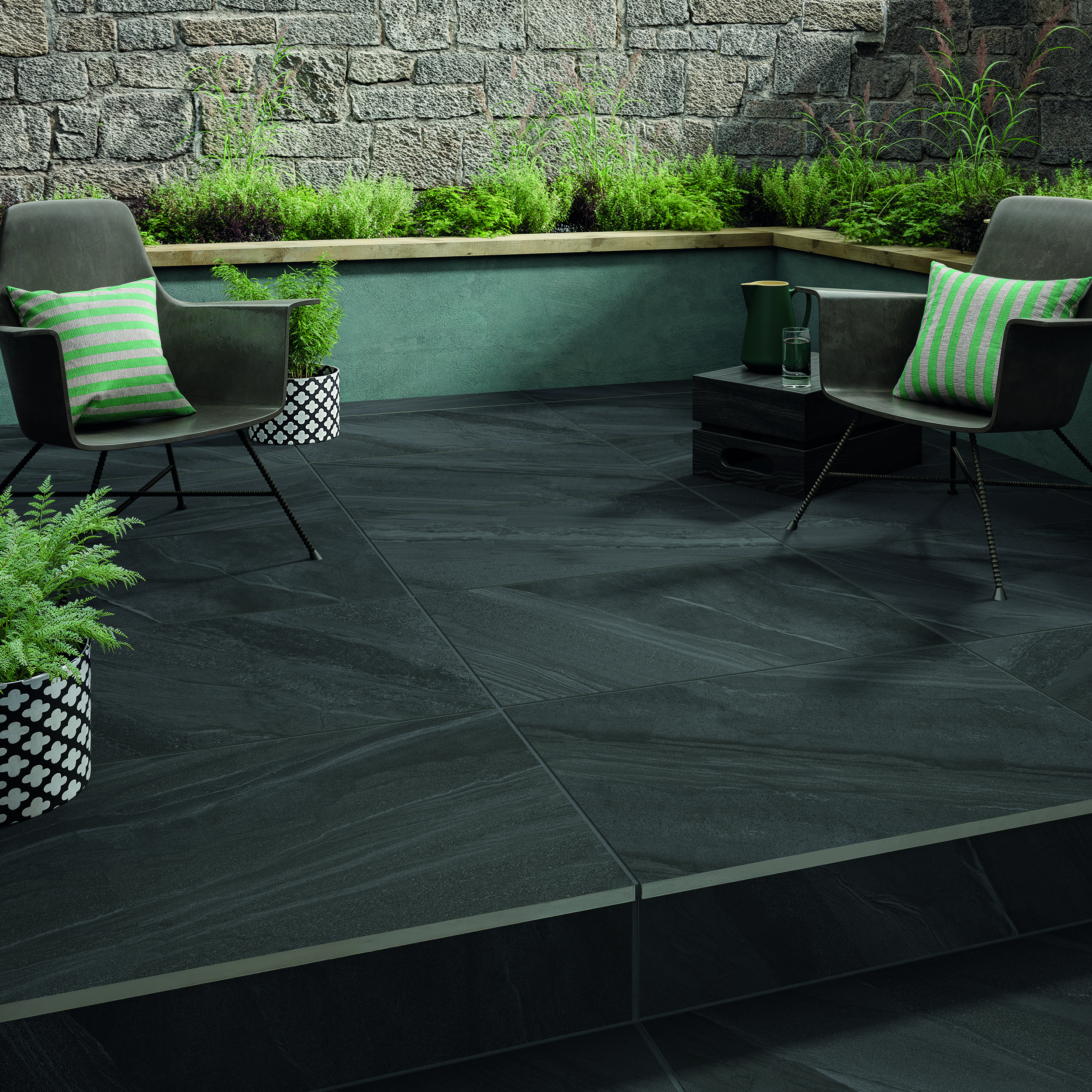 Bardsey Stone Black Matt Outdoor Porcelain Paving Tile - 600 x 900 x 20mm
