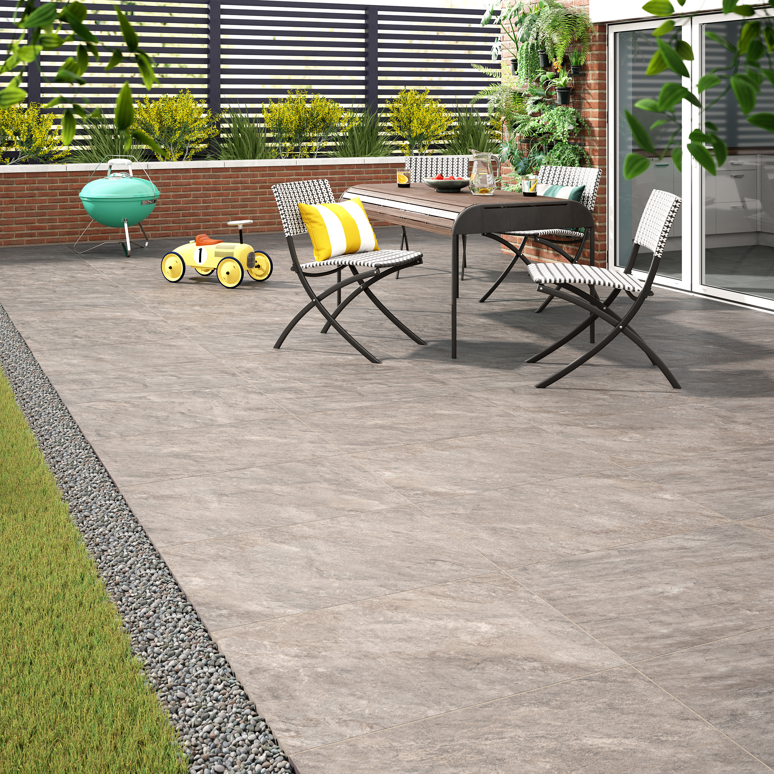 Colton Rustic Stone Outdoor Porcelain Paving Tile - 600 x 900 x 20mm