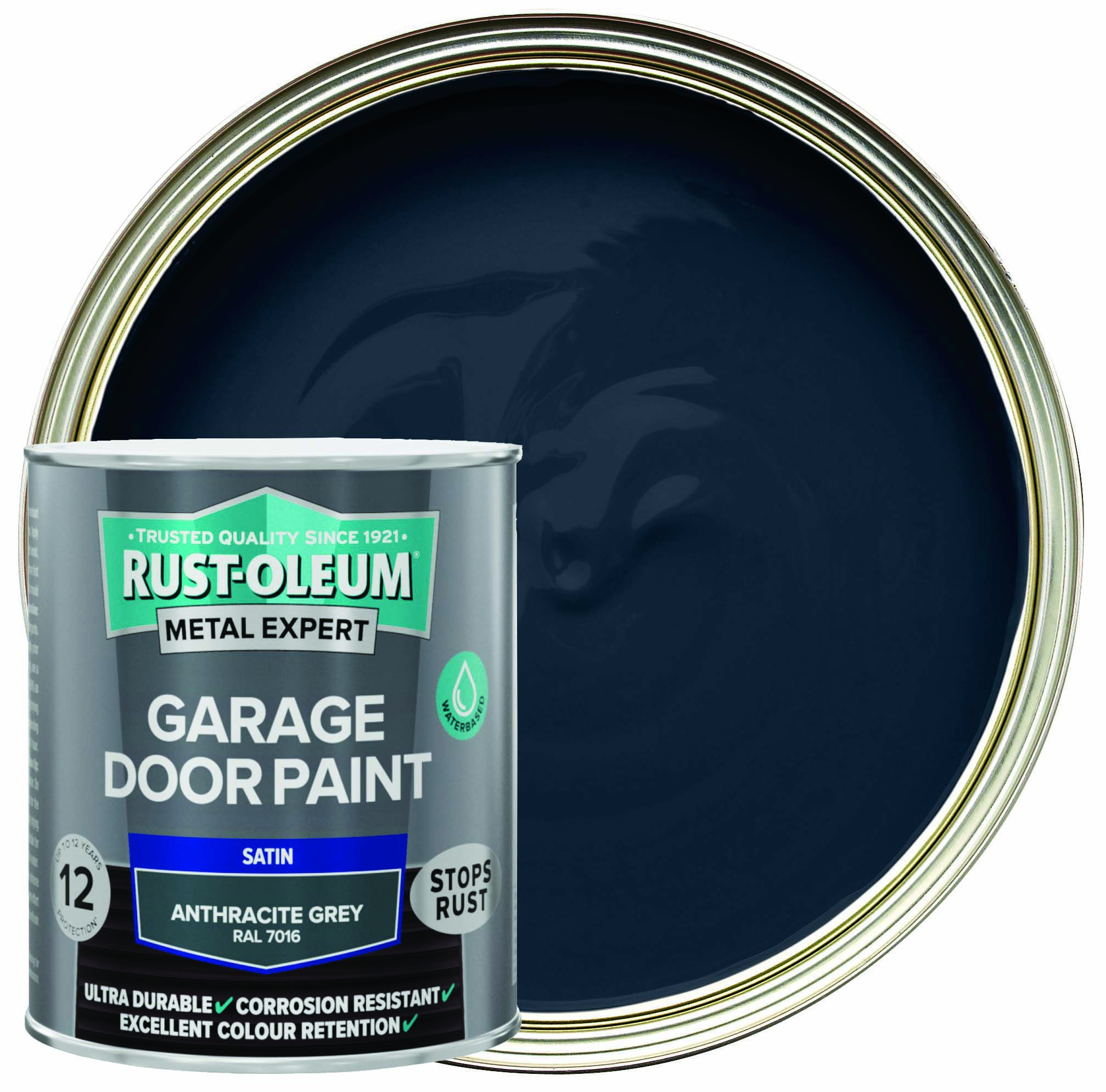 Rust-Oleum Metal Expert Water-Based Satin Garage Paint - Anthracite - 750ml