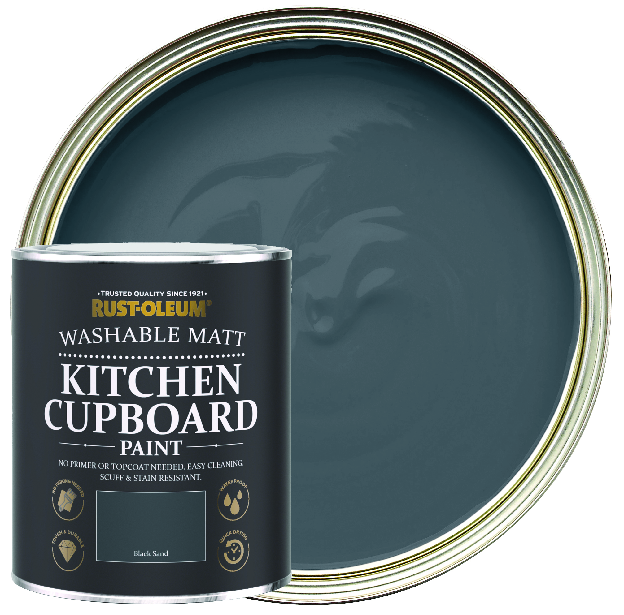 Rust-Oleum Matt Kitchen Cupboard Paint - Black Sand - 750ml