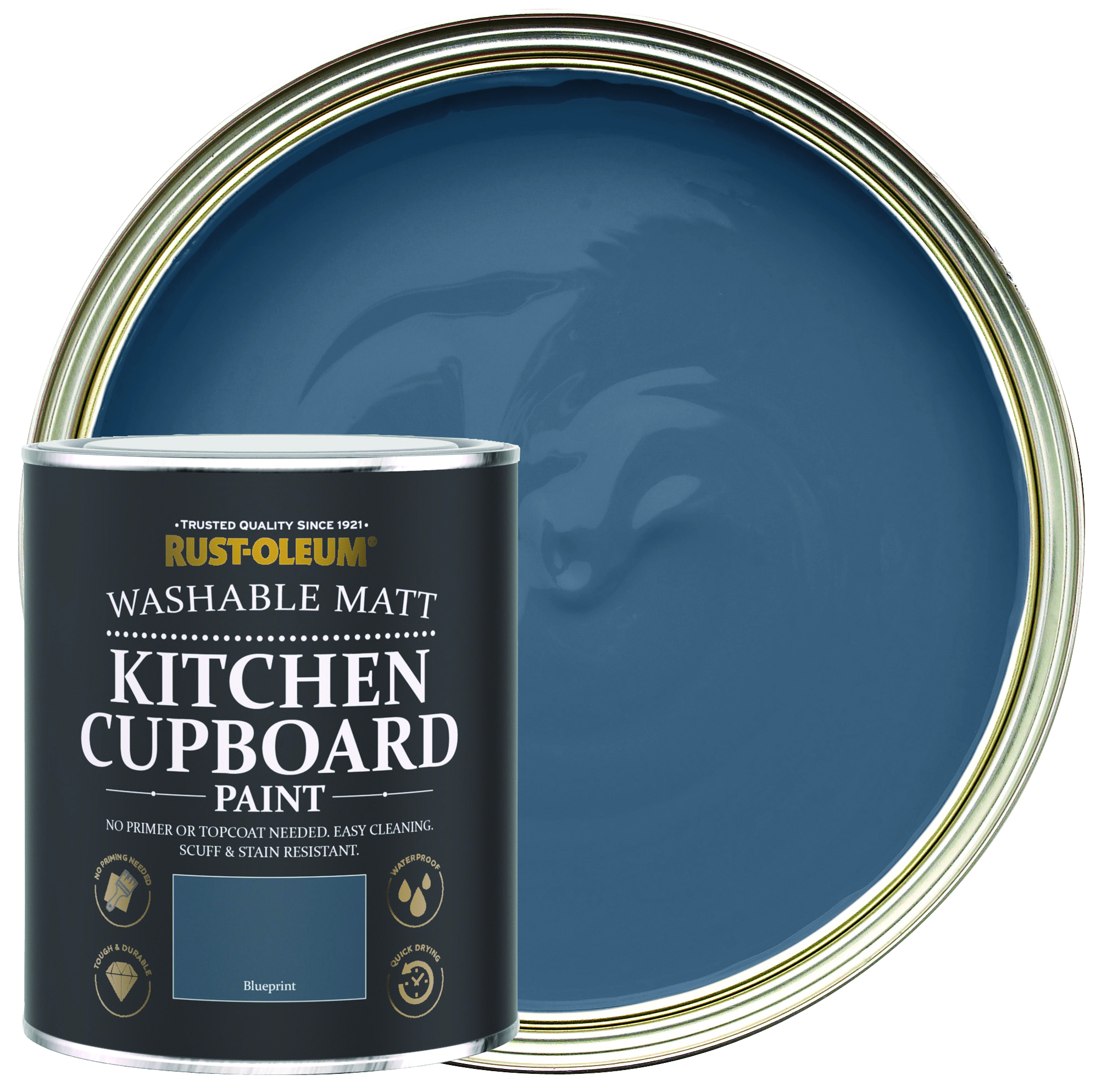 Rust-Oleum Matt Kitchen Cupboard Paint - Blue Print - 750ml