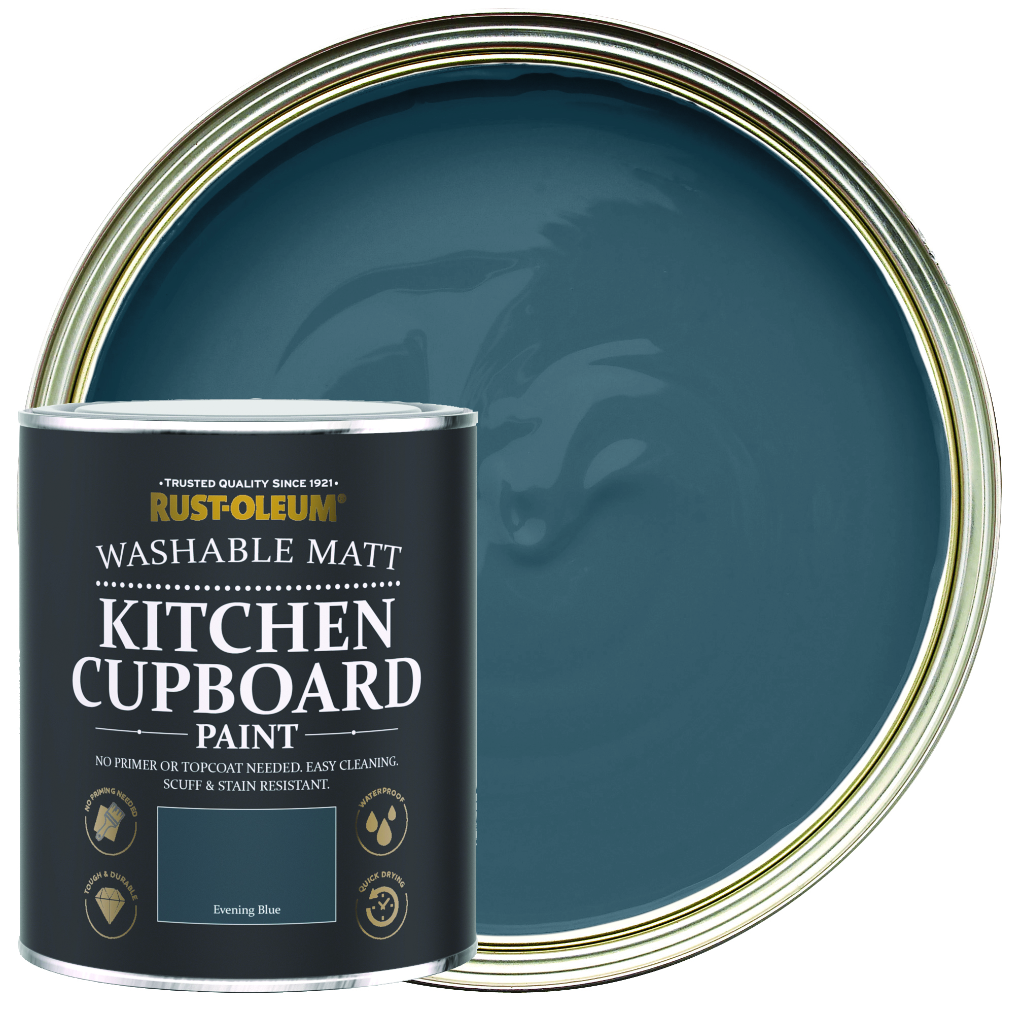 Rust-Oleum Matt Kitchen Cupboard Paint - Evening Blue - 750ml