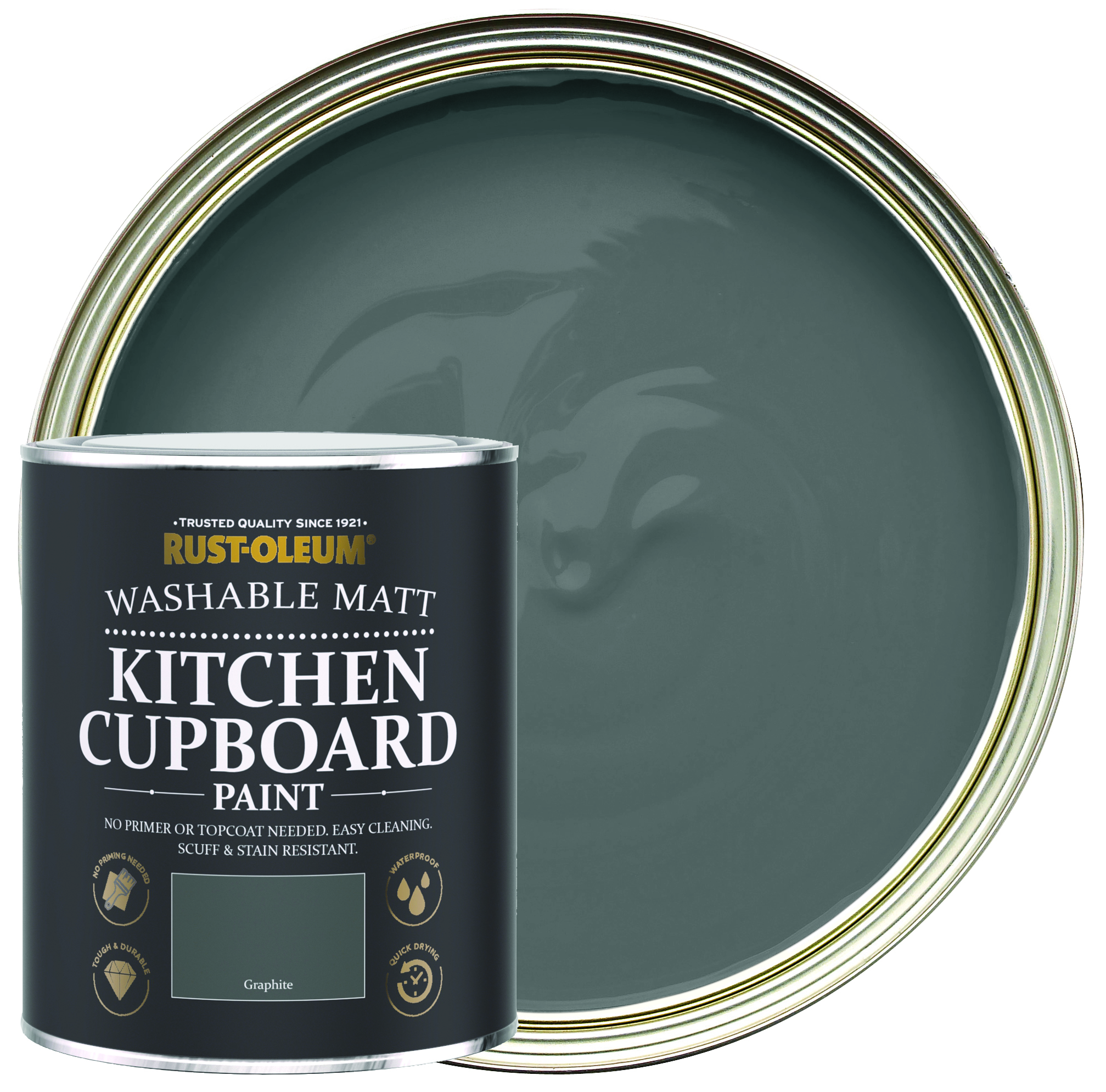 Rust-Oleum Matt Kitchen Cupboard Paint - Graphite - 750ml