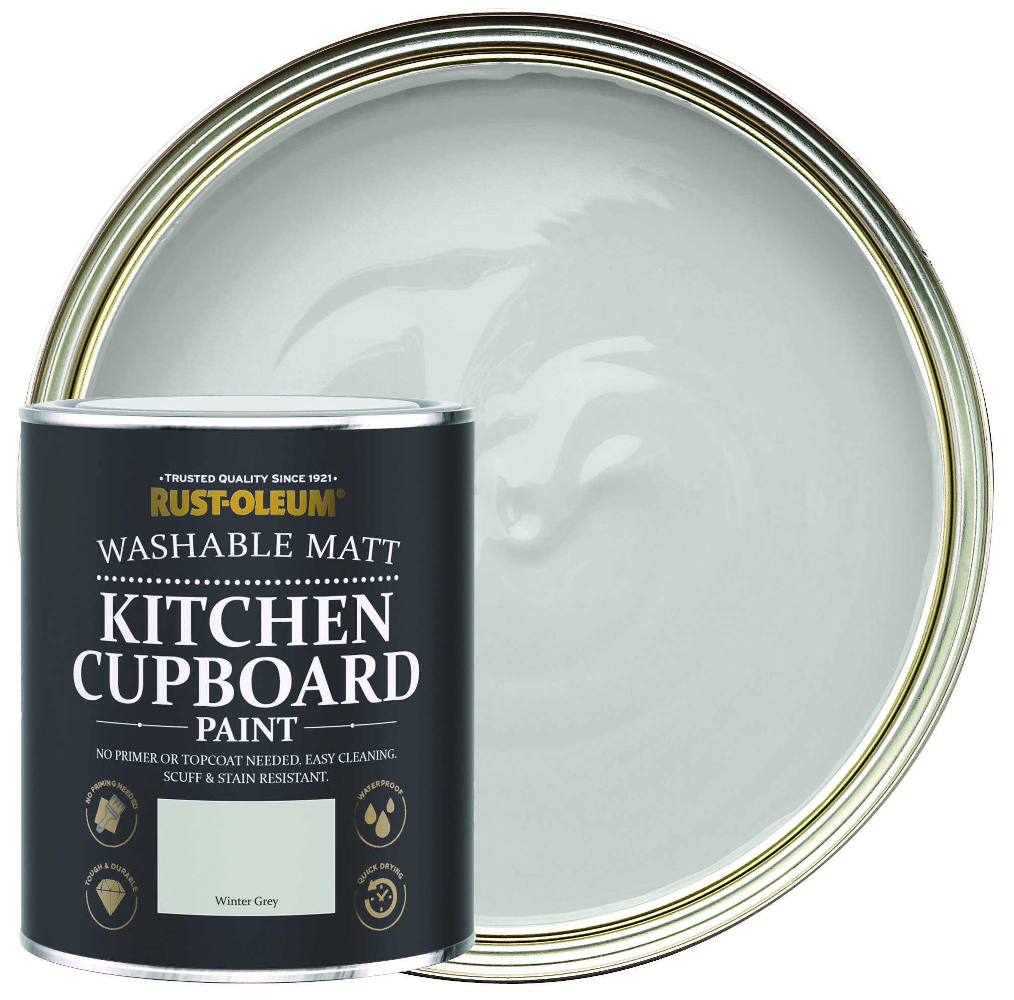 Rust-Oleum Matt Kitchen Cupboard Paint - Winter Grey - 750ml