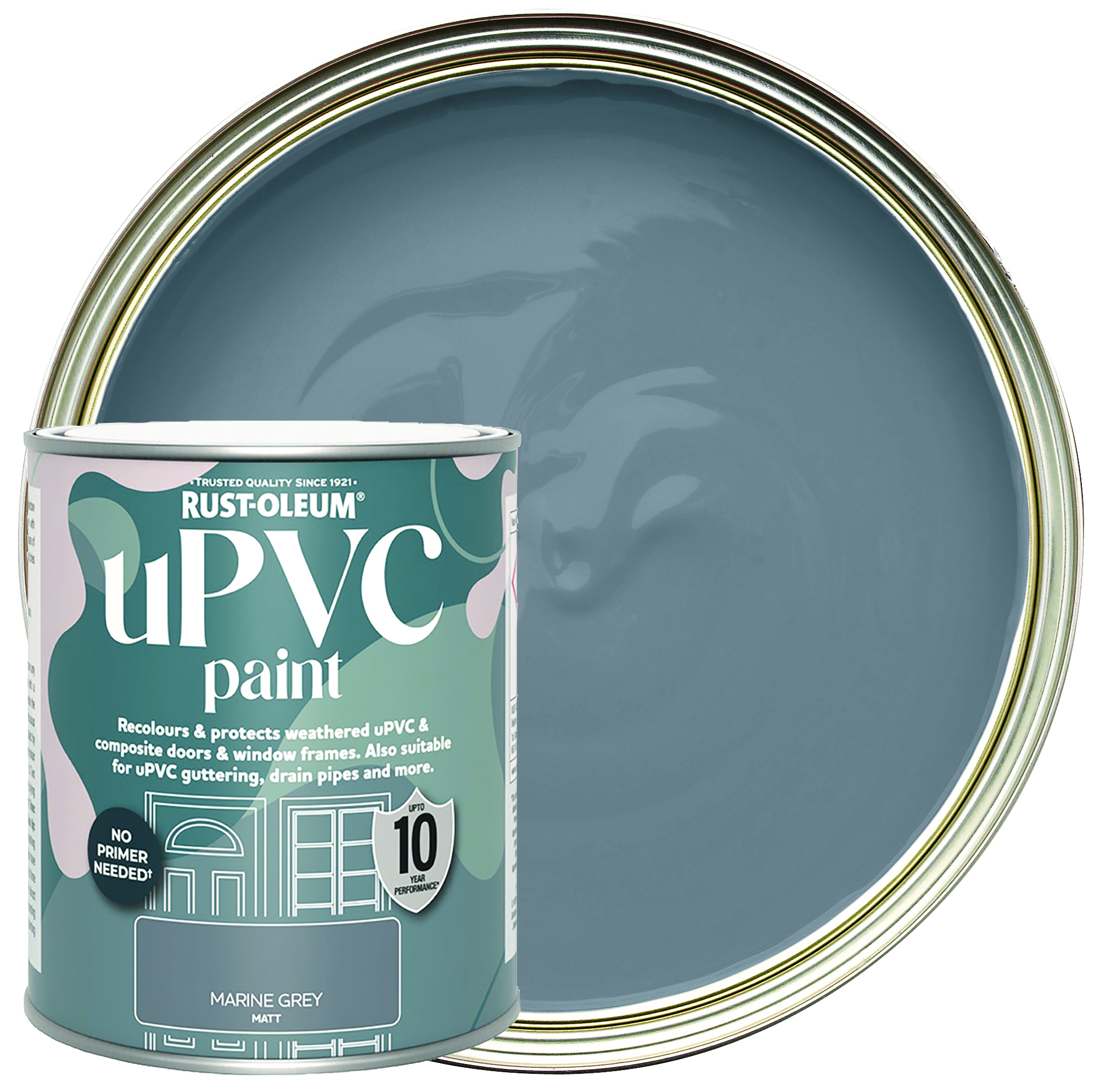 Rust-Oleum Matt uPVC Paint - Marine Grey - 750ml