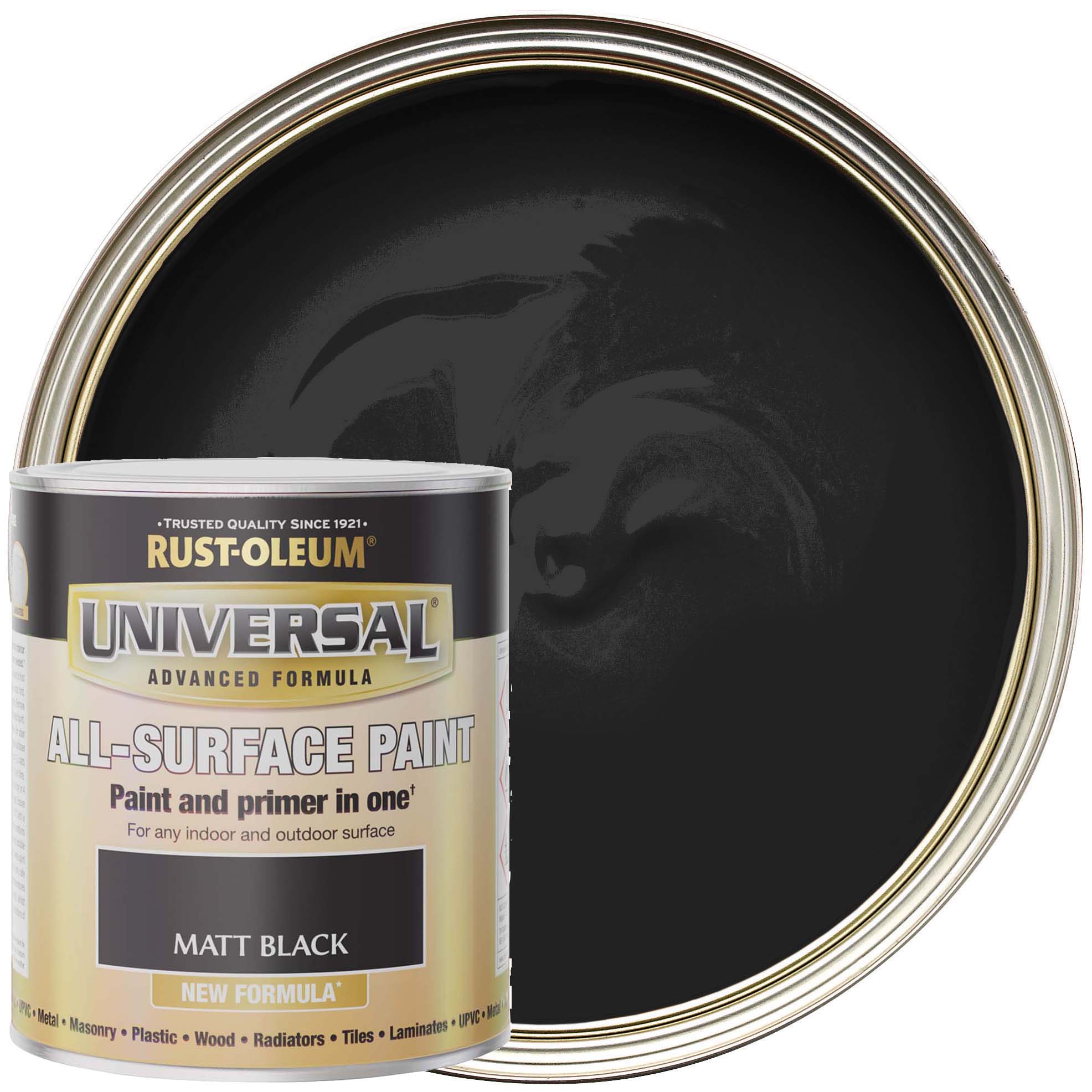 Rust-Oleum Universal All-Surface Matt Paint - Black - 750ml