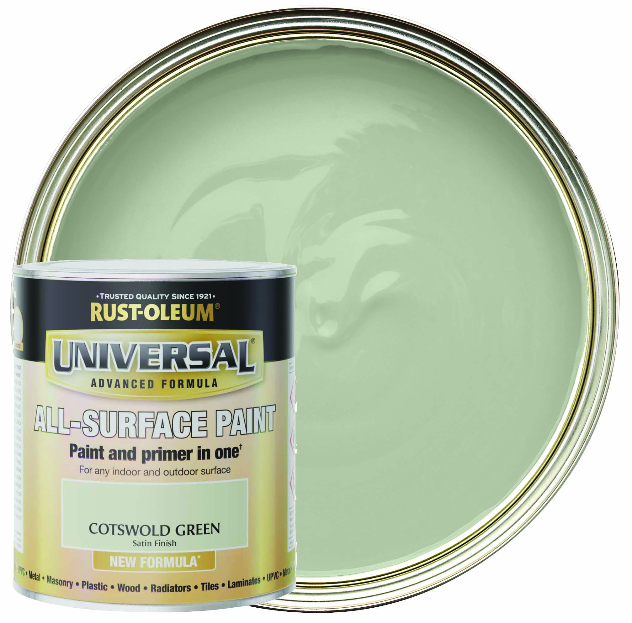 Rust-Oleum Universal All-Surface Satin Paint - Cotswold Green - 750ml