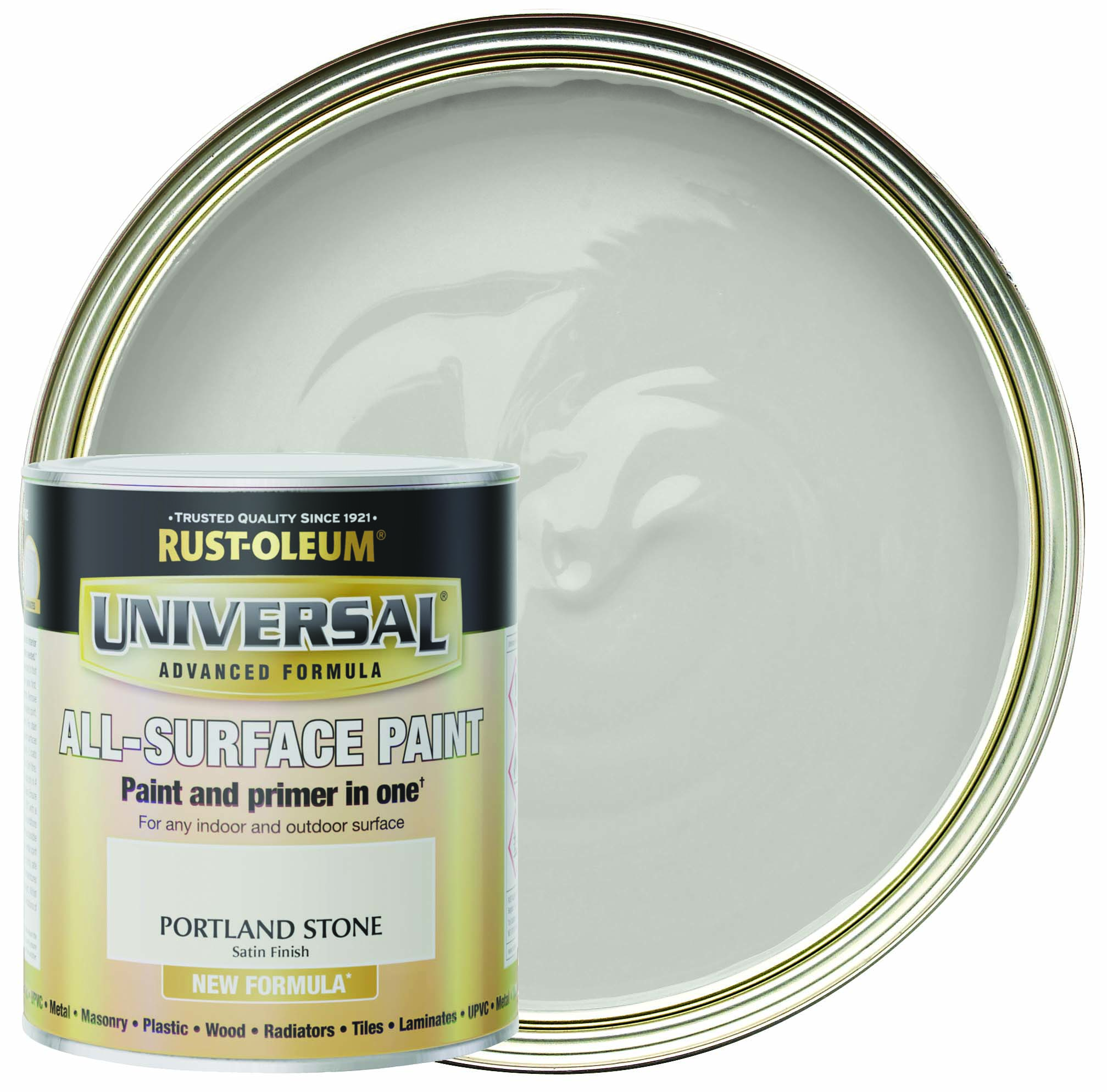 Rust-Oleum Universal All- Surface Satin Paint - Portland Stone - 750ml