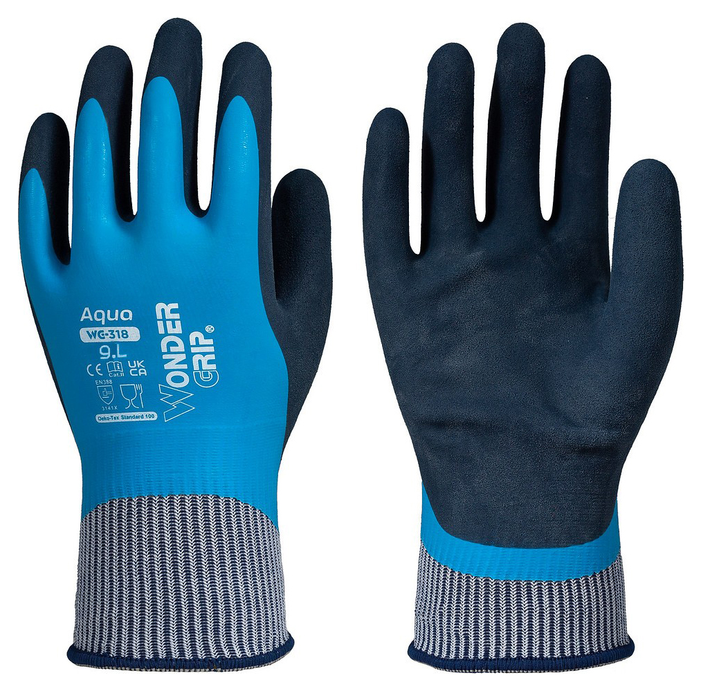 Wonder Grip WG-318 Aqua Blue Gloves - L