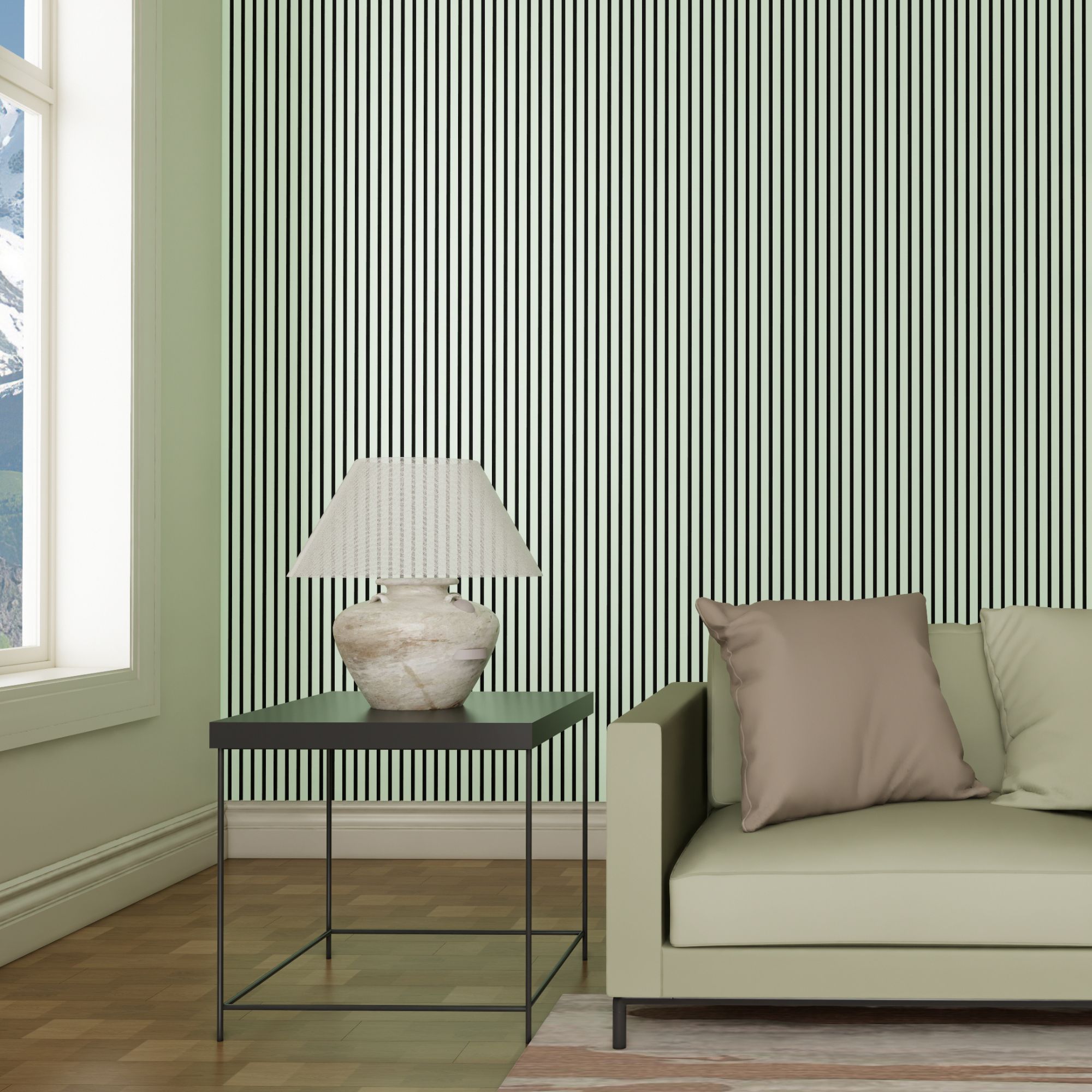 Melamine Acoustic Slat Wall Panel Sage Green - 21 x 600 x 2400mm