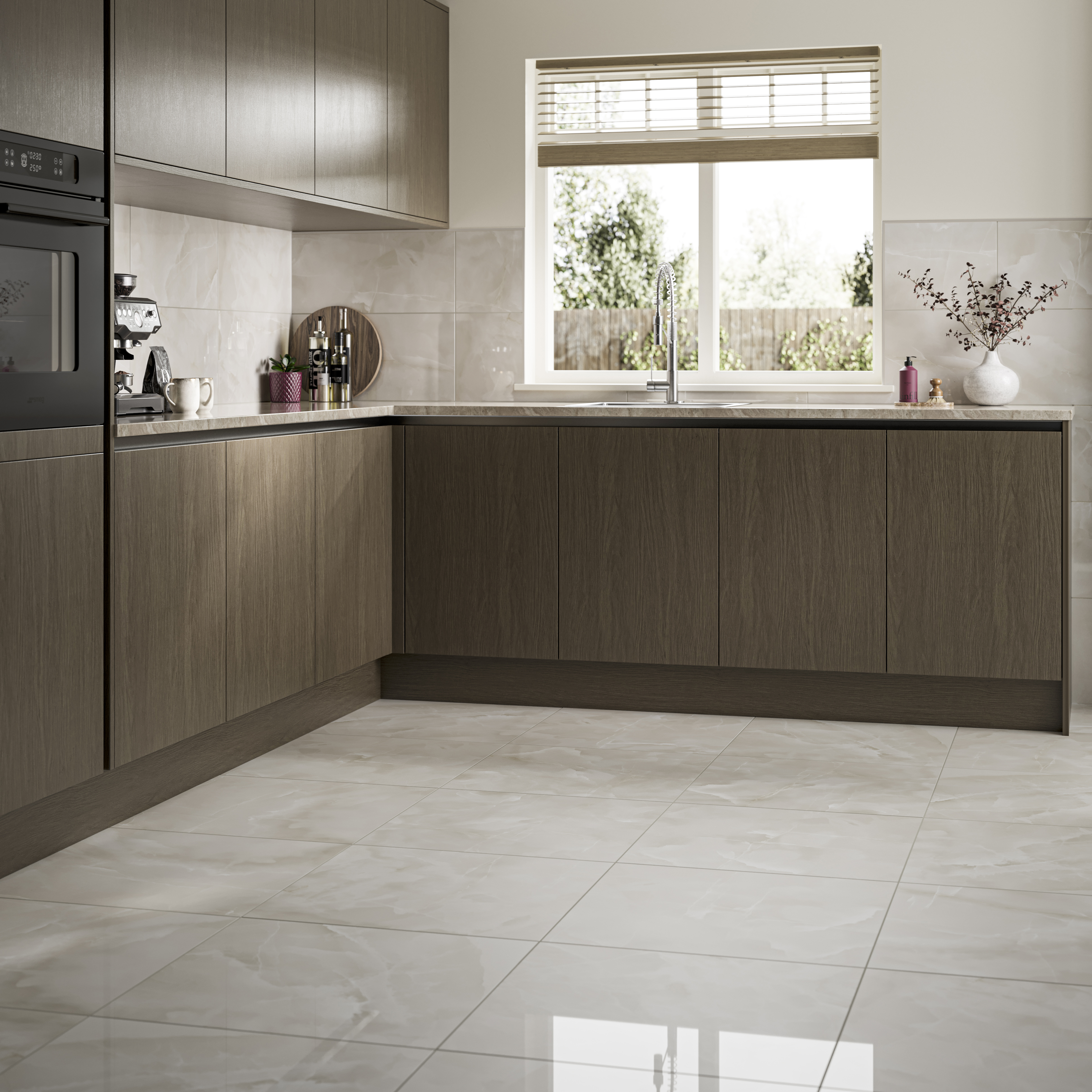 Wickes Onyx Pearl Polished Porcelain Wall & Floor Tile - 600 x 600mm