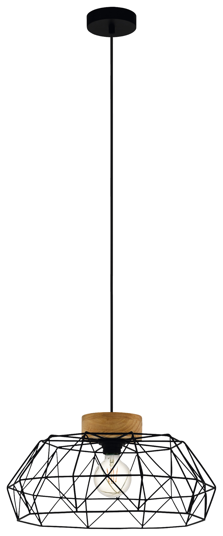 Eglo Padstow Geometric Single Pendant Light - Black