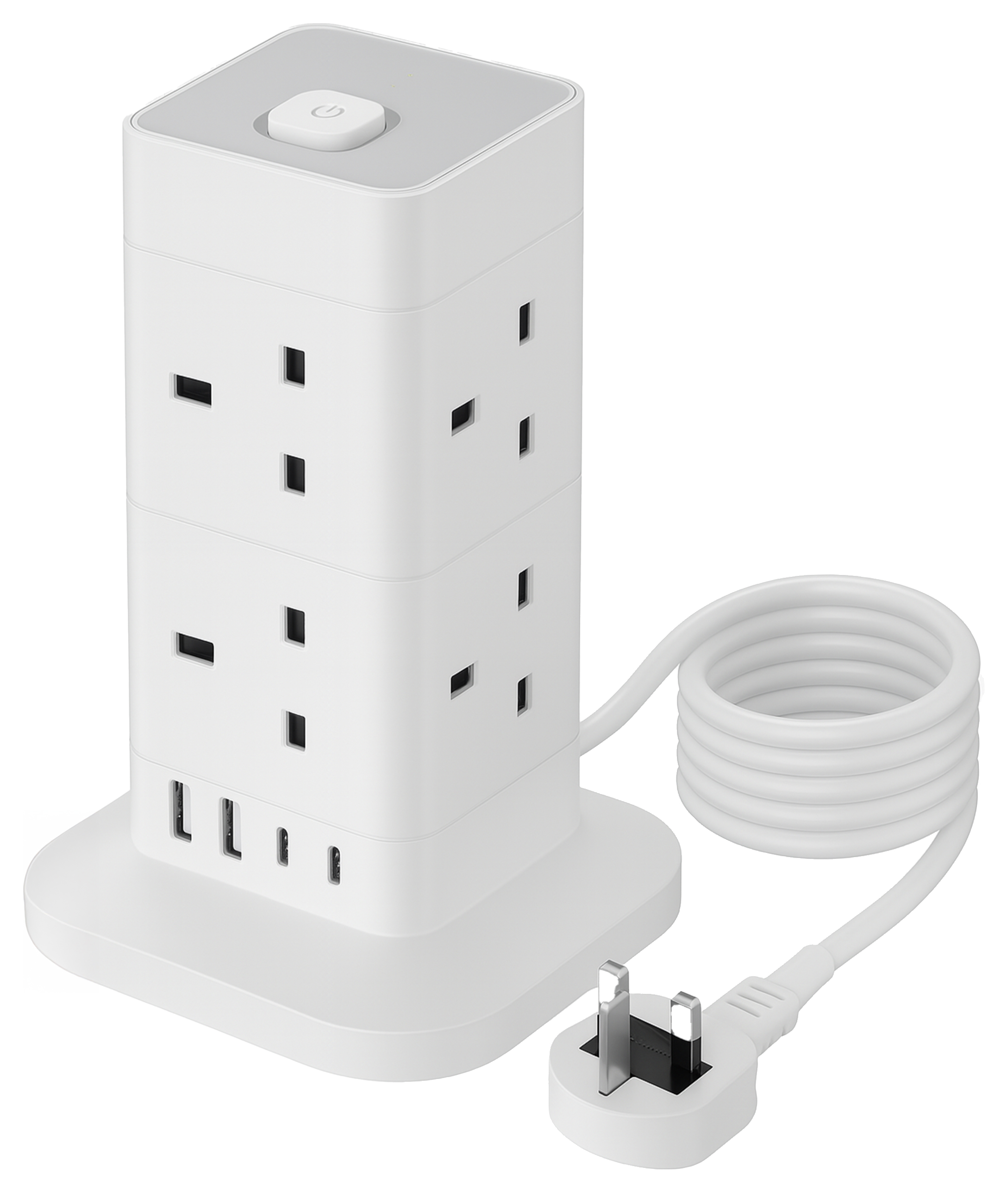 TCP 8 Socket Cube White Extension Lead with USB - 1.8m