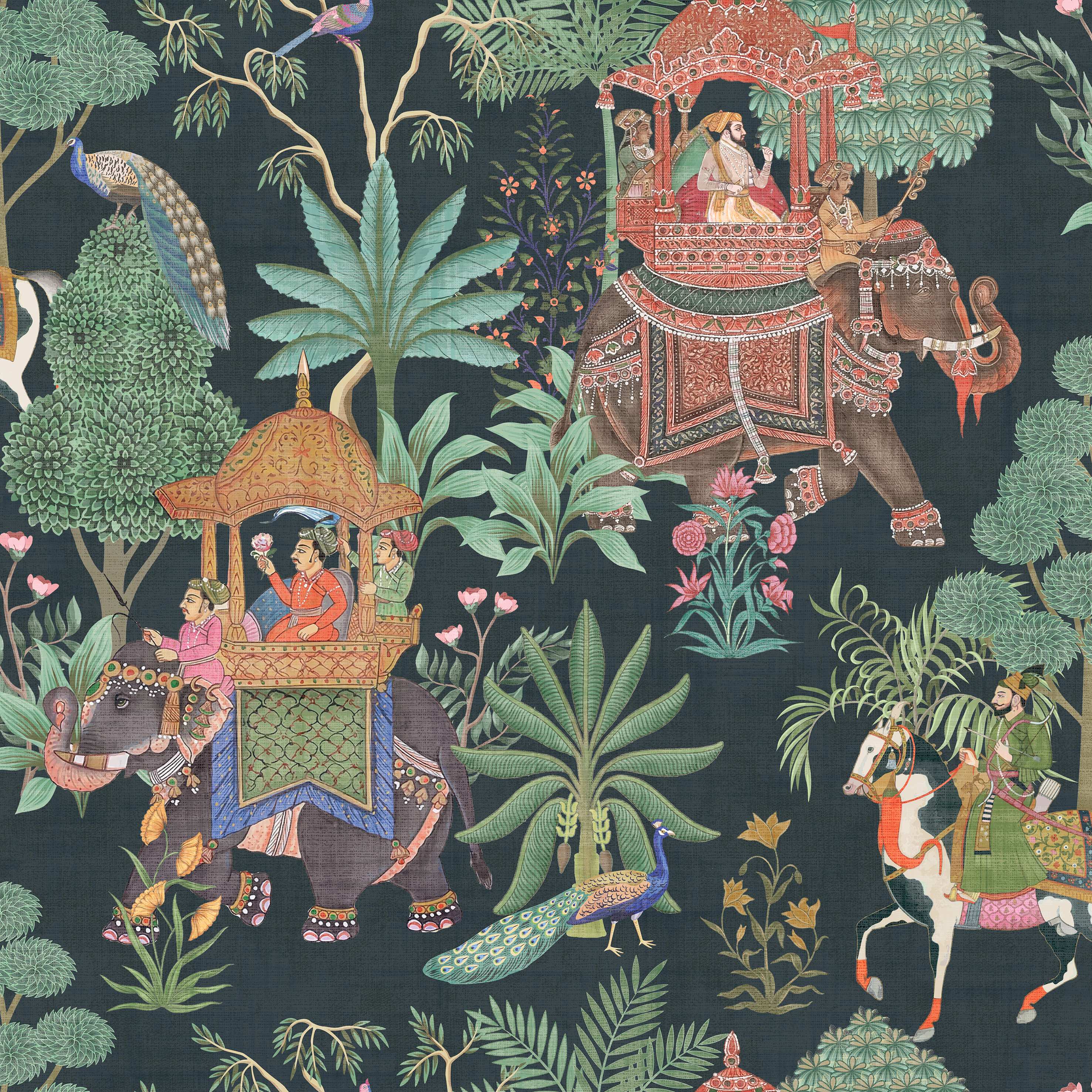 Esselle Home Emperor's Garden Black Multicoloured Wallpaper
