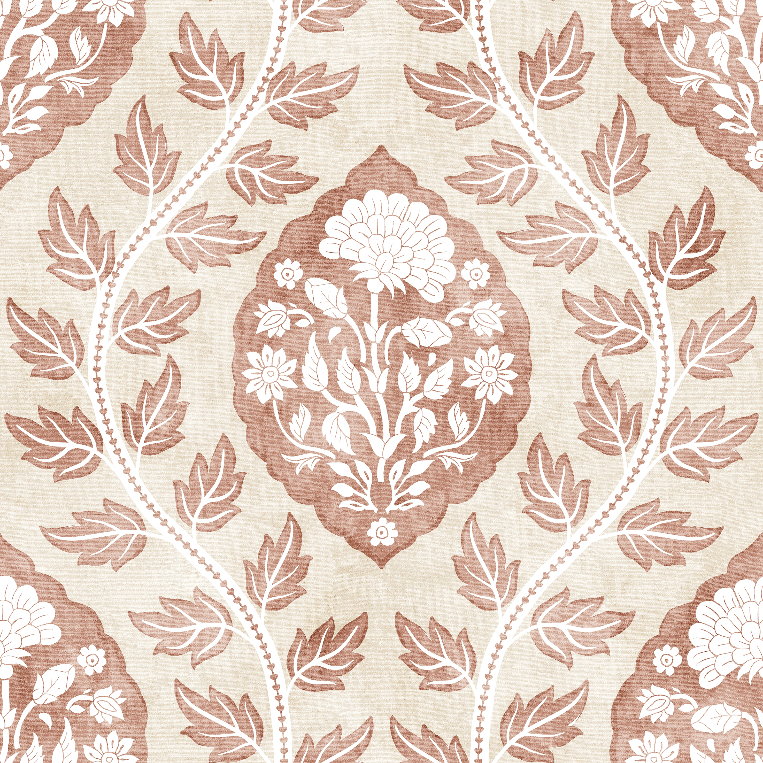 Esselle Home Floral Cartouche Warm Spice Wallpaper