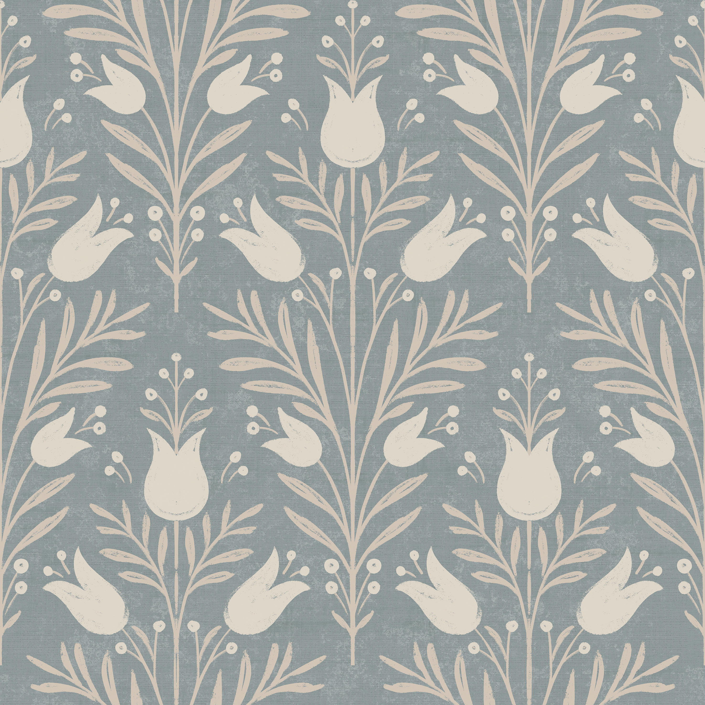 Esselle Home Heritage Tulip Chalky Blue Wallpaper
