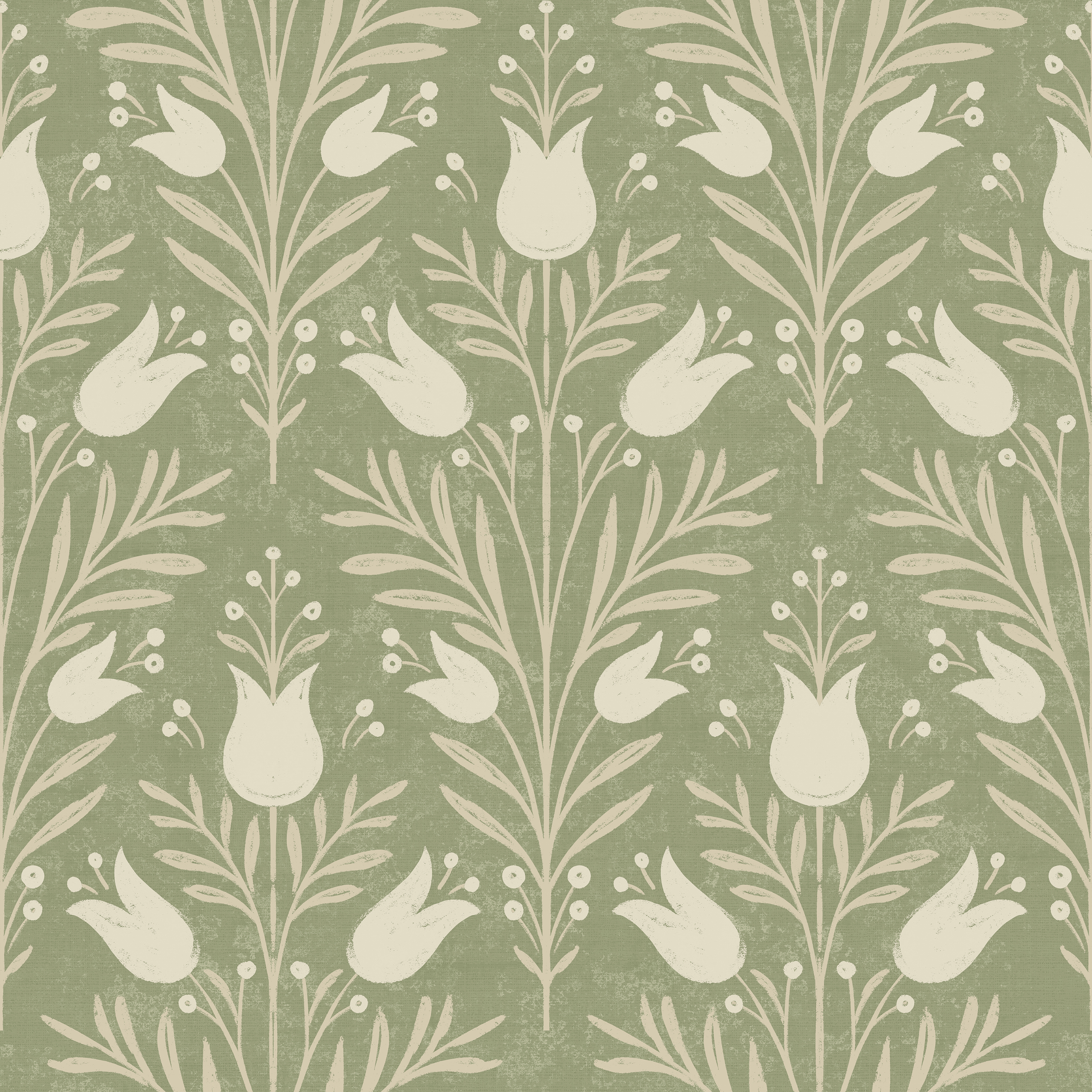 Esselle Home Heritage Tulip Spring Green Wallpaper