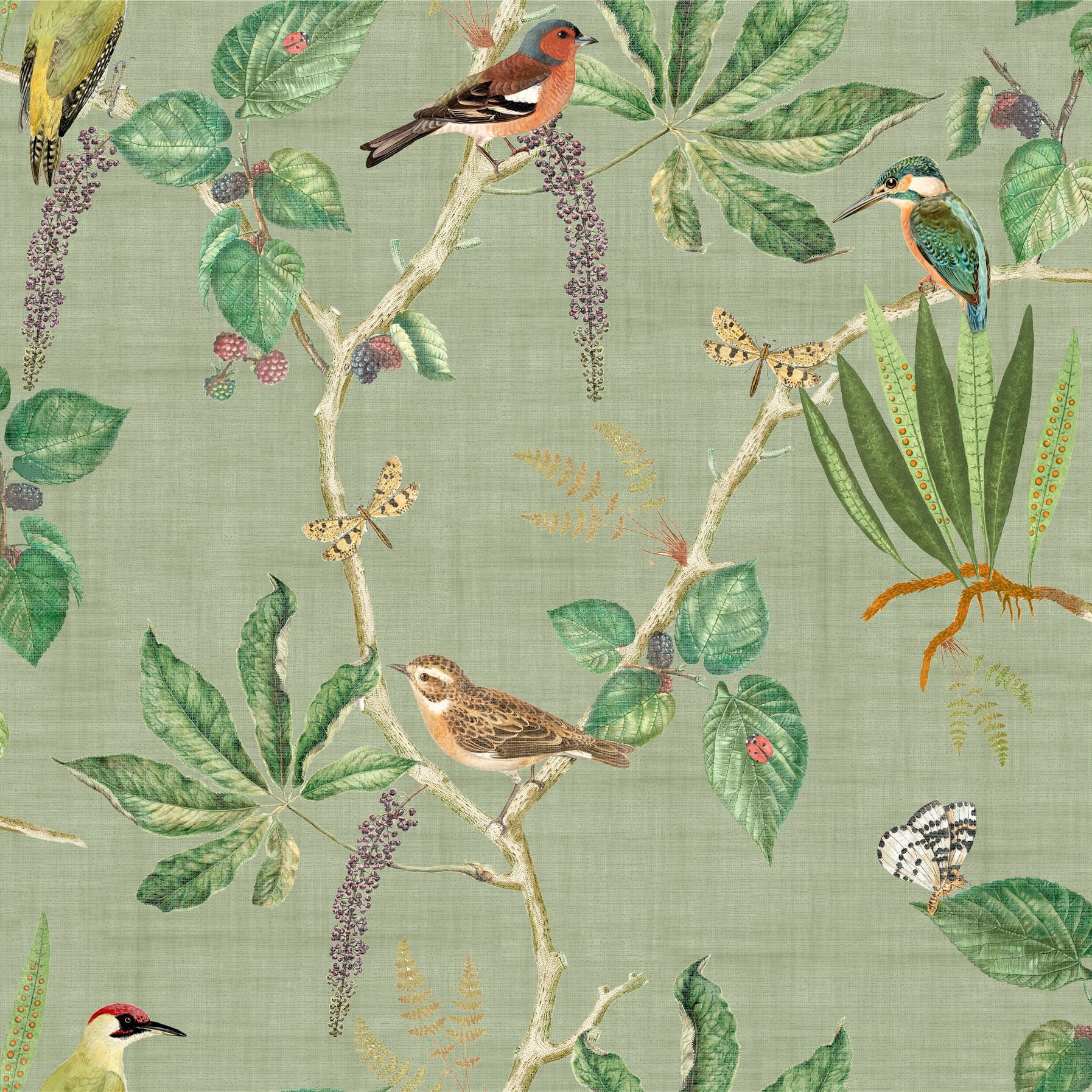 Esselle Home Hill Top Garden Sage Green Wallpaper