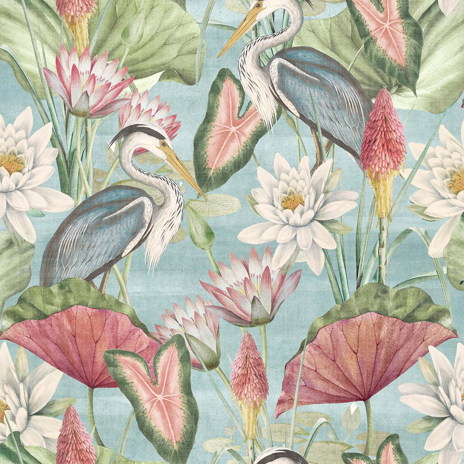 Esselle Home Waterlily Lake Soft Blue Wallpaper